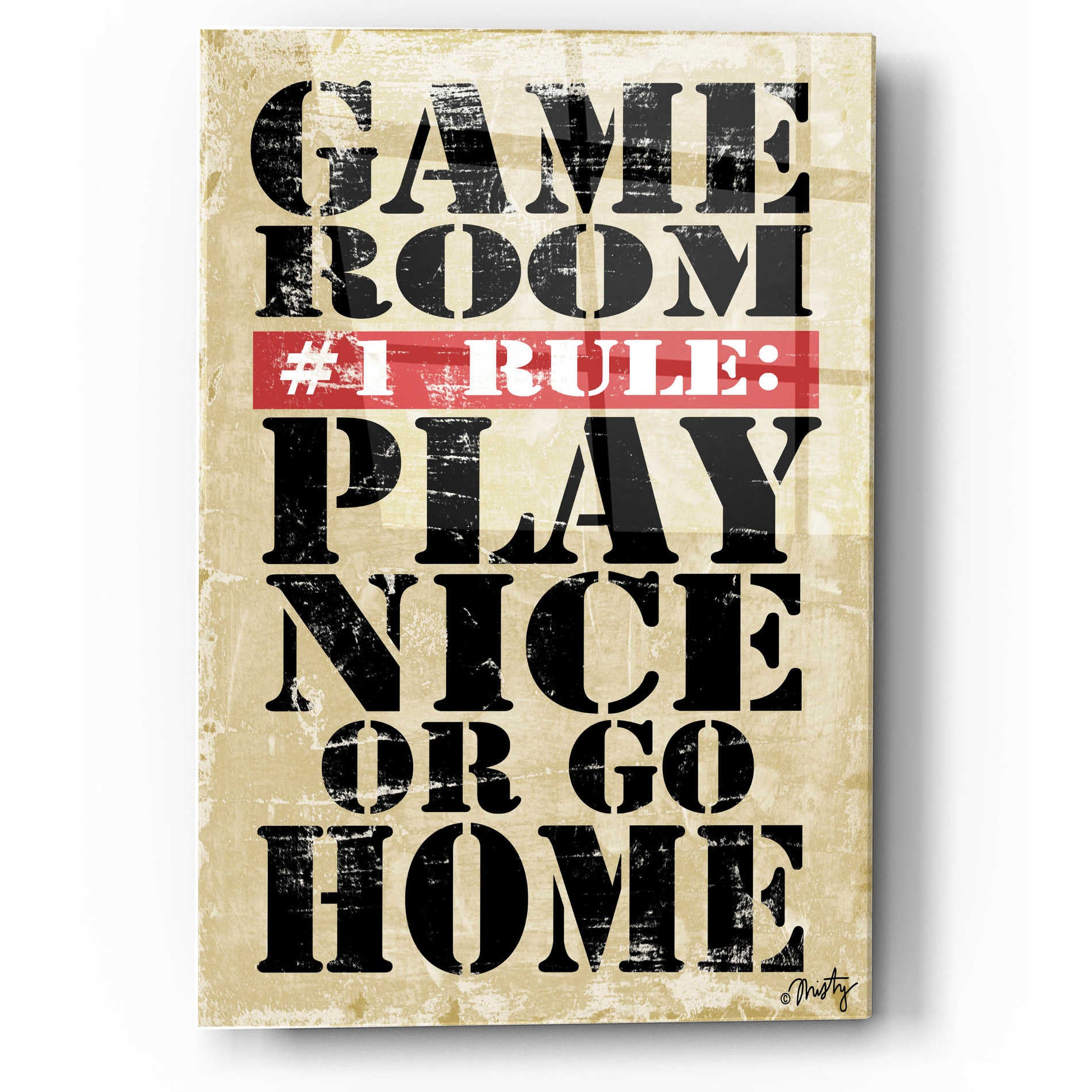 Epic Art 'Game Room #1 Rule' by Misty Michelle, Acrylic Glass Wall Art,12x16