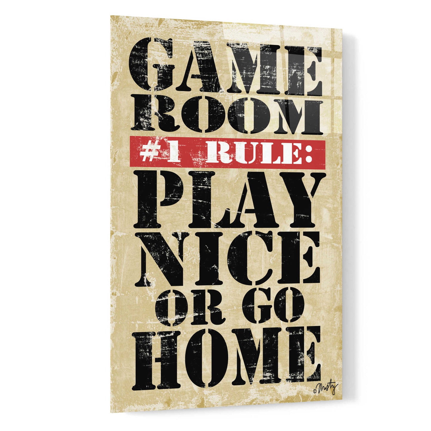 Epic Art 'Game Room #1 Rule' by Misty Michelle, Acrylic Glass Wall Art,16x24