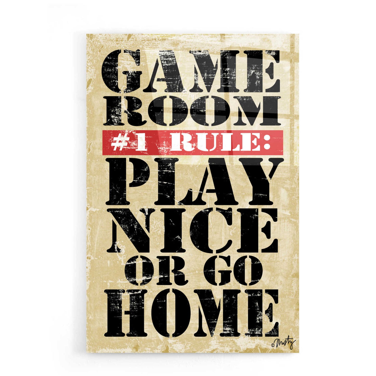 Epic Art 'Game Room #1 Rule' by Misty Michelle, Acrylic Glass Wall Art,16x24