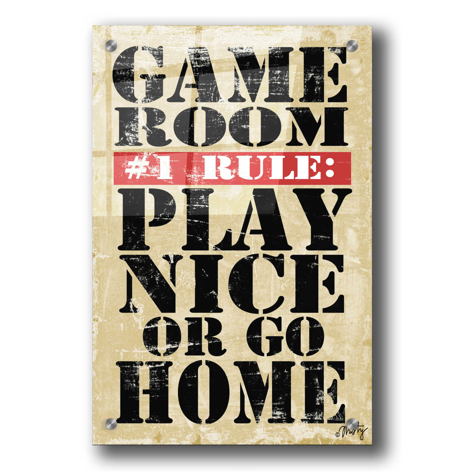Epic Art 'Game Room #1 Rule' by Misty Michelle, Acrylic Glass Wall Art,24x36