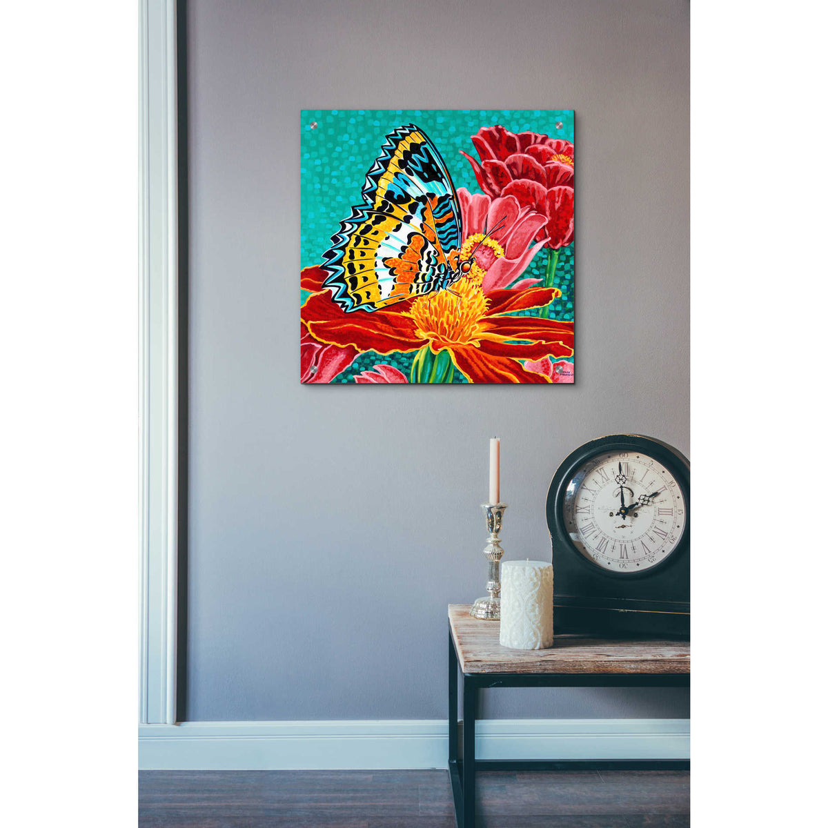 Epic Art 'Poised Butterfly I' by Carolee Vitaletti, Acrylic Glass Wall Art,24x24