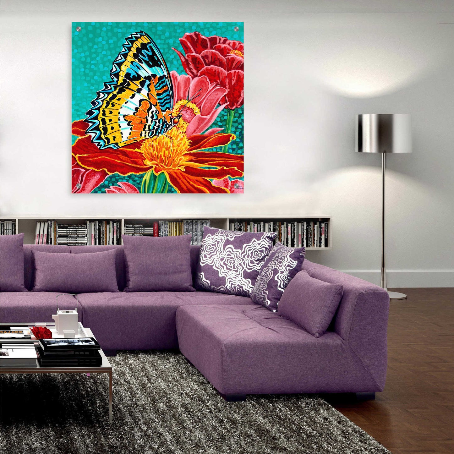 Epic Art 'Poised Butterfly I' by Carolee Vitaletti, Acrylic Glass Wall Art,36x36