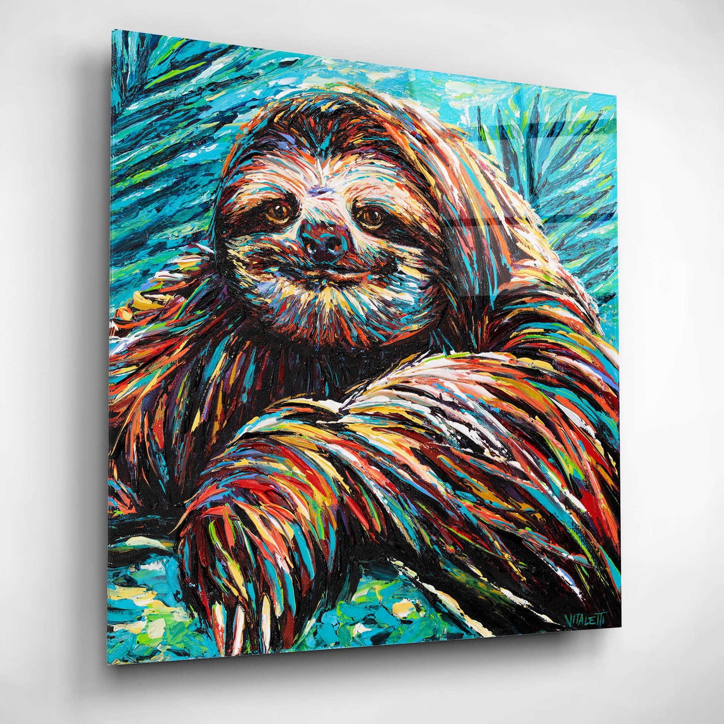 Epic Art 'Painted Sloth I' by Carolee Vitaletti, Acrylic Glass Wall Art,12x12