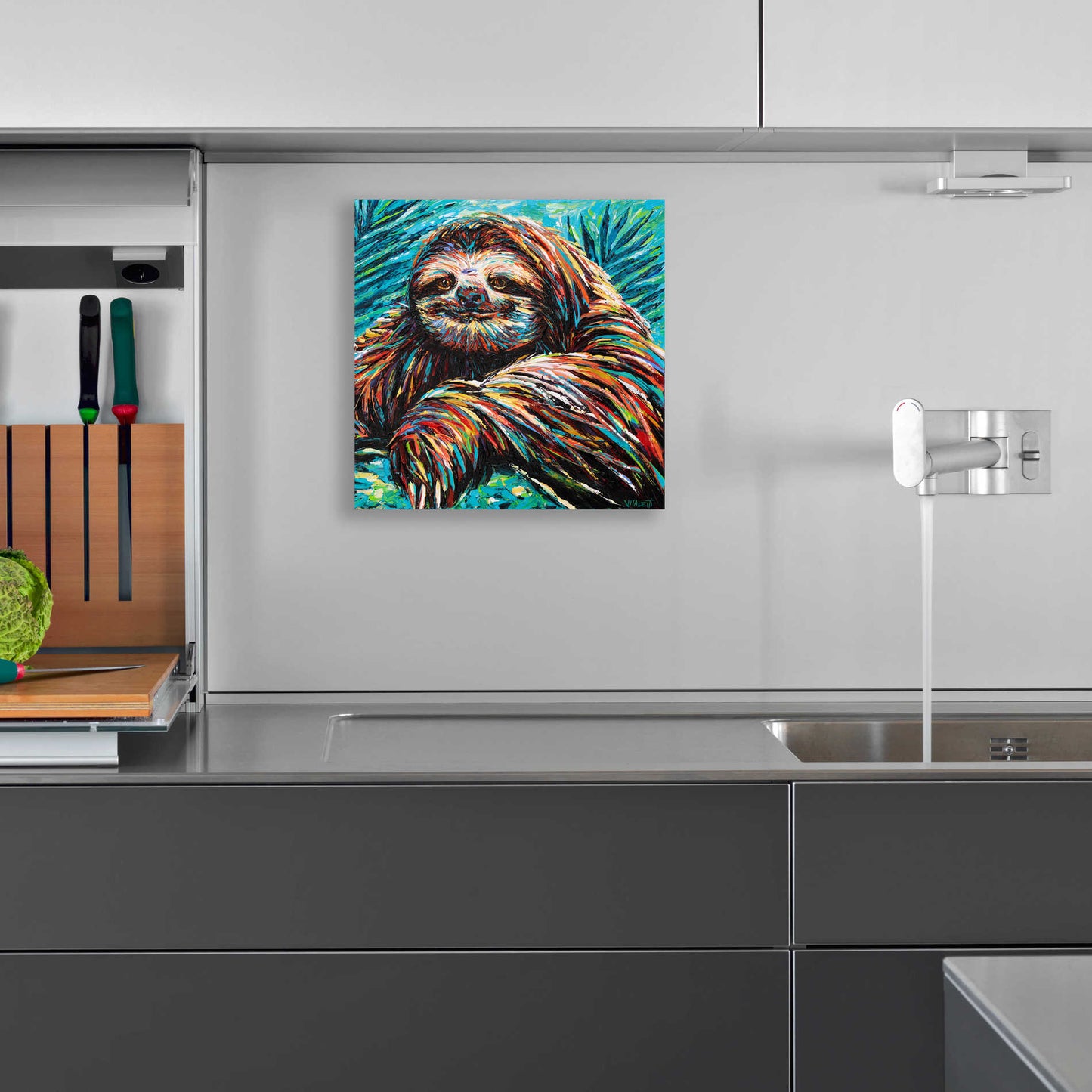 Epic Art 'Painted Sloth I' by Carolee Vitaletti, Acrylic Glass Wall Art,12x12
