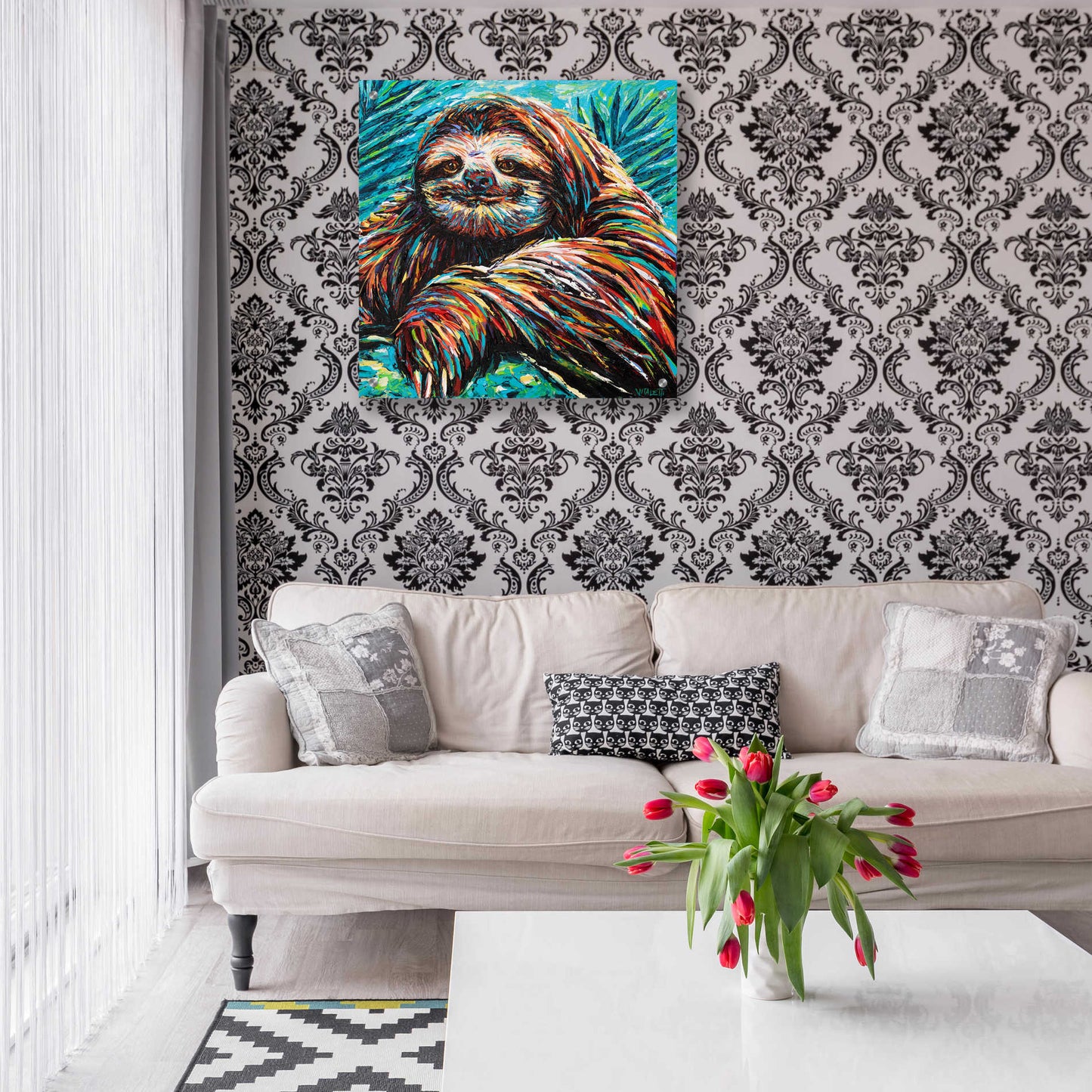 Epic Art 'Painted Sloth I' by Carolee Vitaletti, Acrylic Glass Wall Art,24x24
