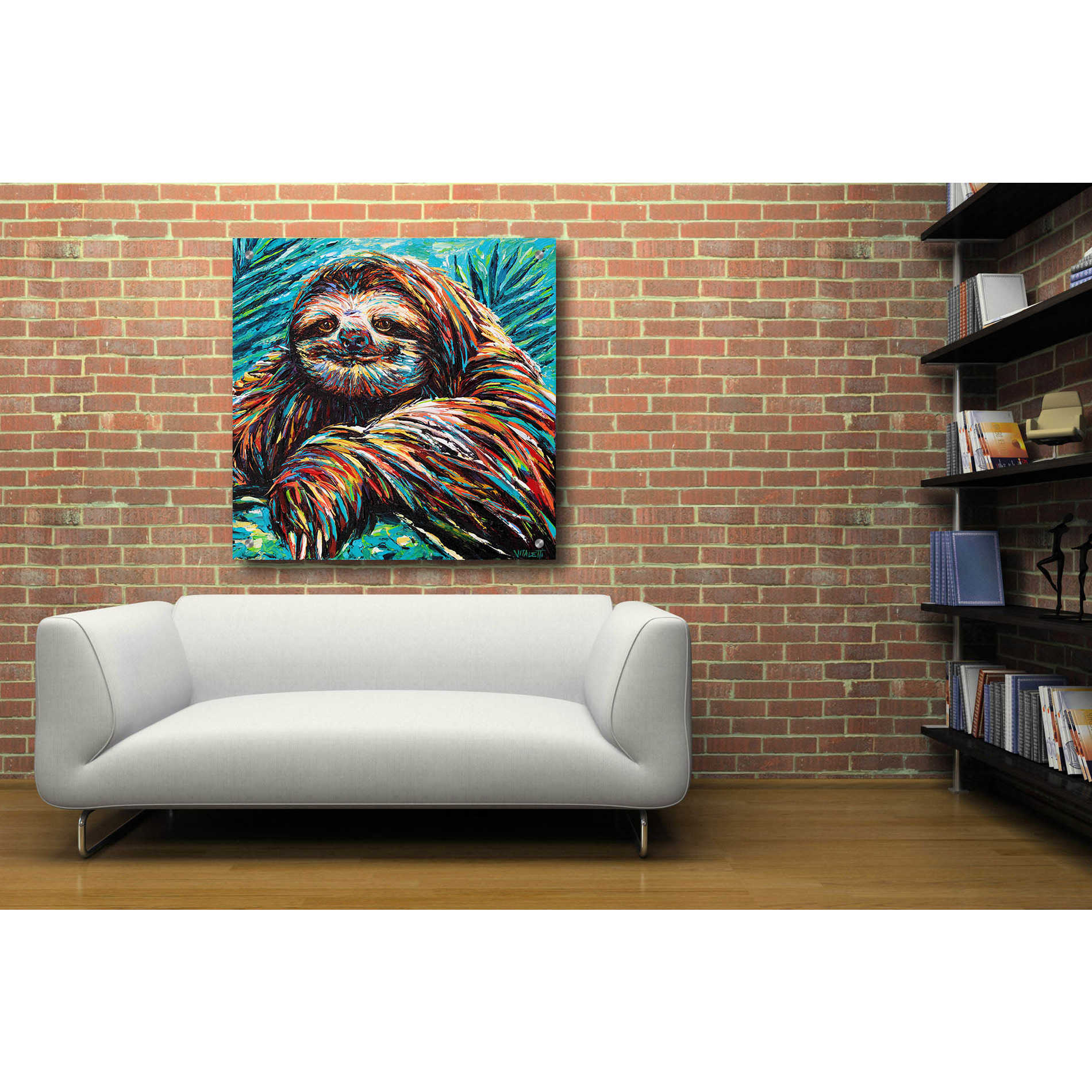 Epic Art 'Painted Sloth I' by Carolee Vitaletti, Acrylic Glass Wall Art,36x36
