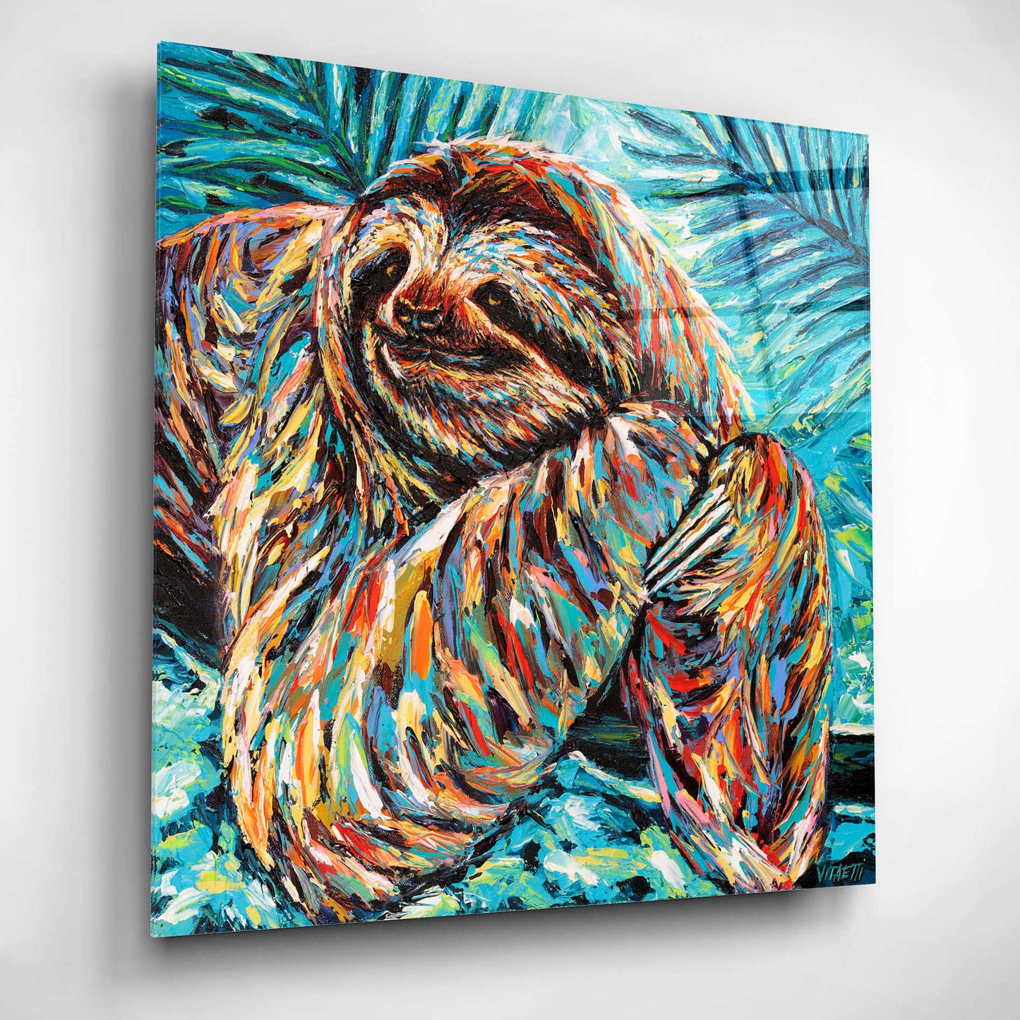 Epic Art 'Painted Sloth II' by Carolee Vitaletti, Acrylic Glass Wall Art,12x12