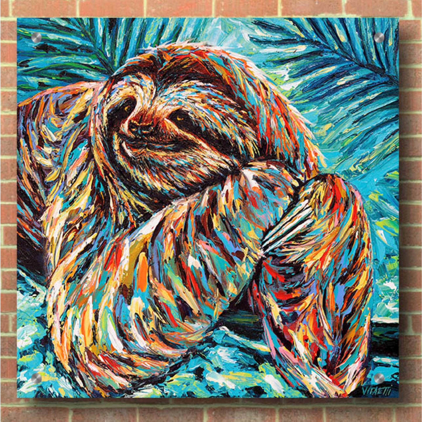 Epic Art 'Painted Sloth II' by Carolee Vitaletti, Acrylic Glass Wall Art,36x36