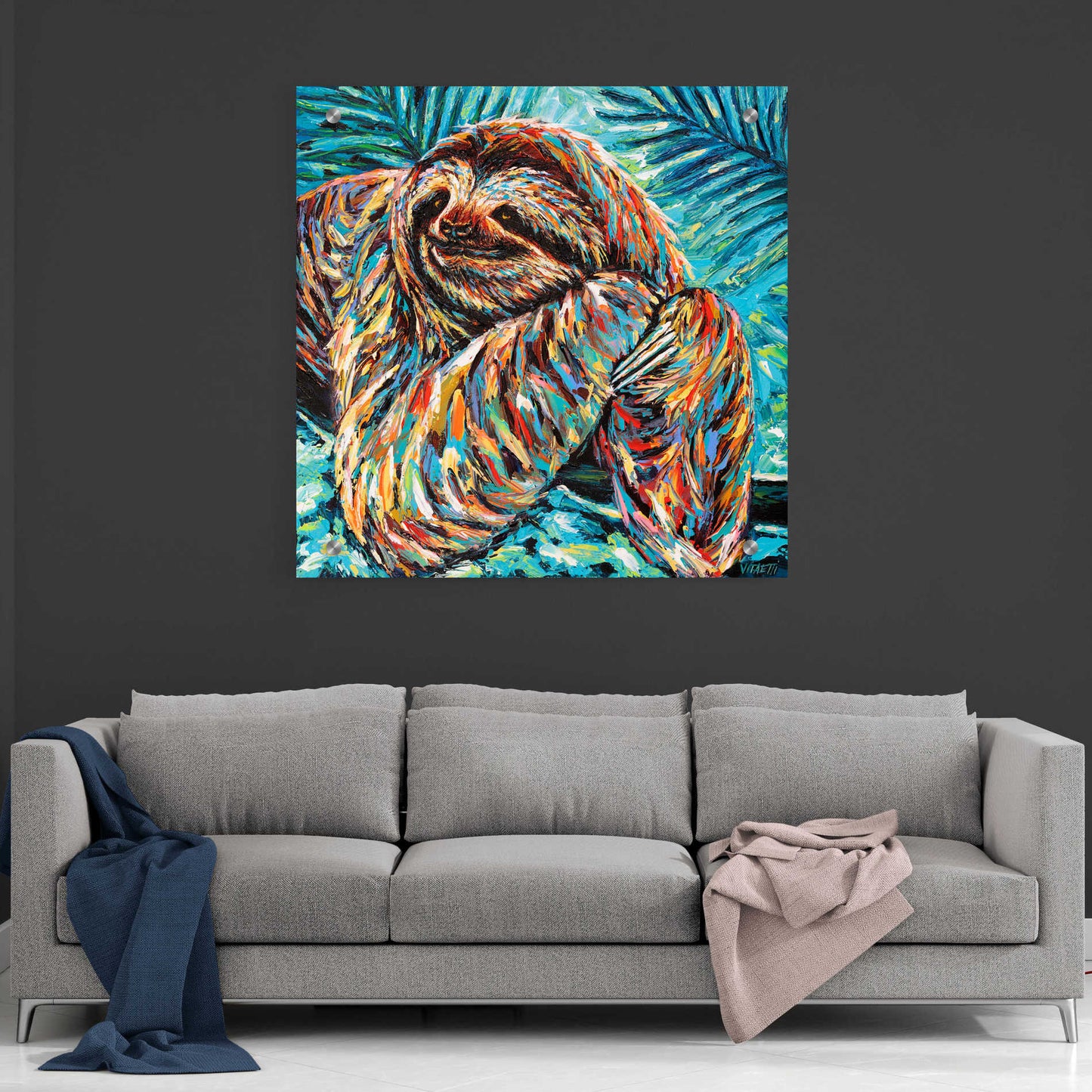 Epic Art 'Painted Sloth II' by Carolee Vitaletti, Acrylic Glass Wall Art,36x36