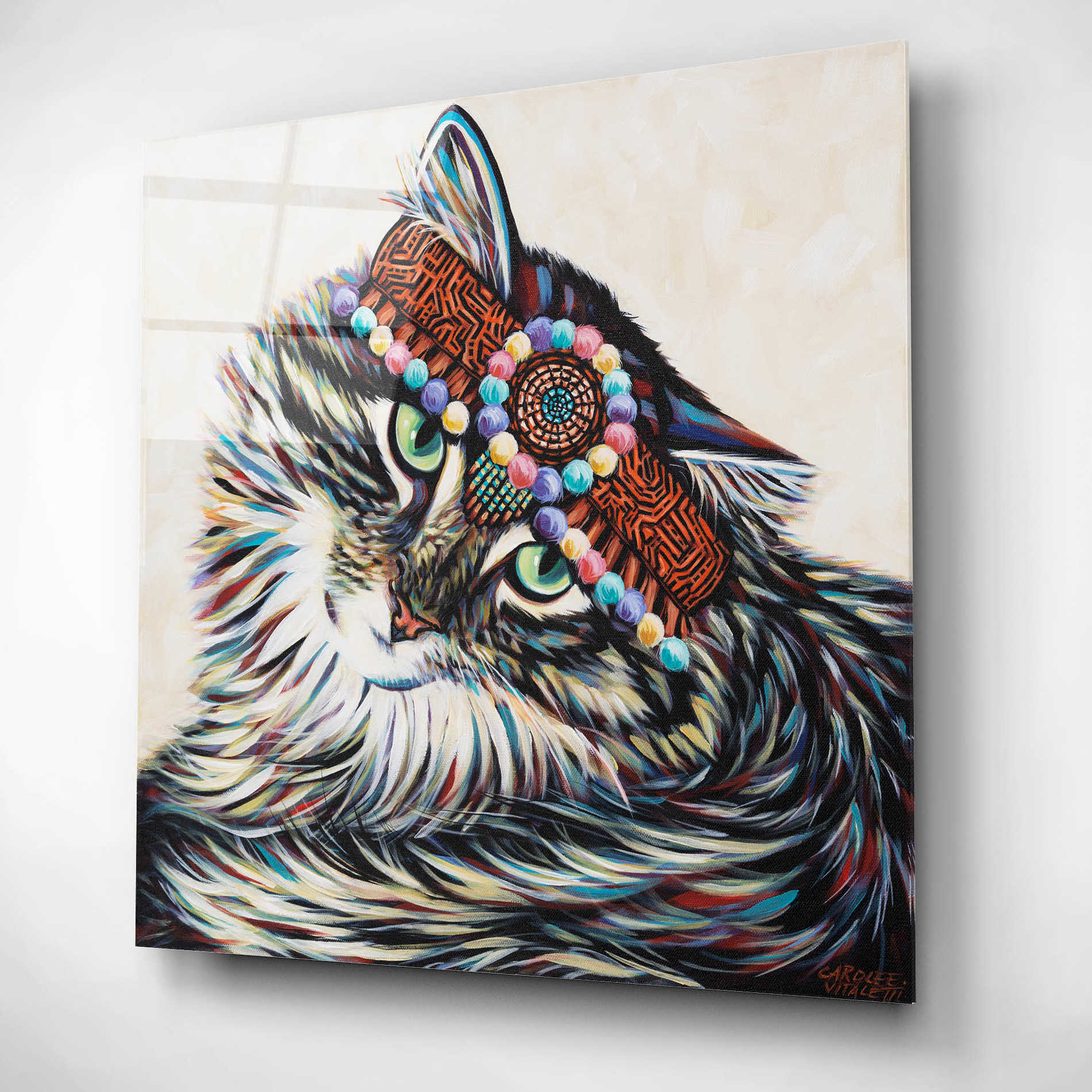 Epic Art 'Hippie Cat I' by Carolee Vitaletti, Acrylic Glass Wall Art,12x12