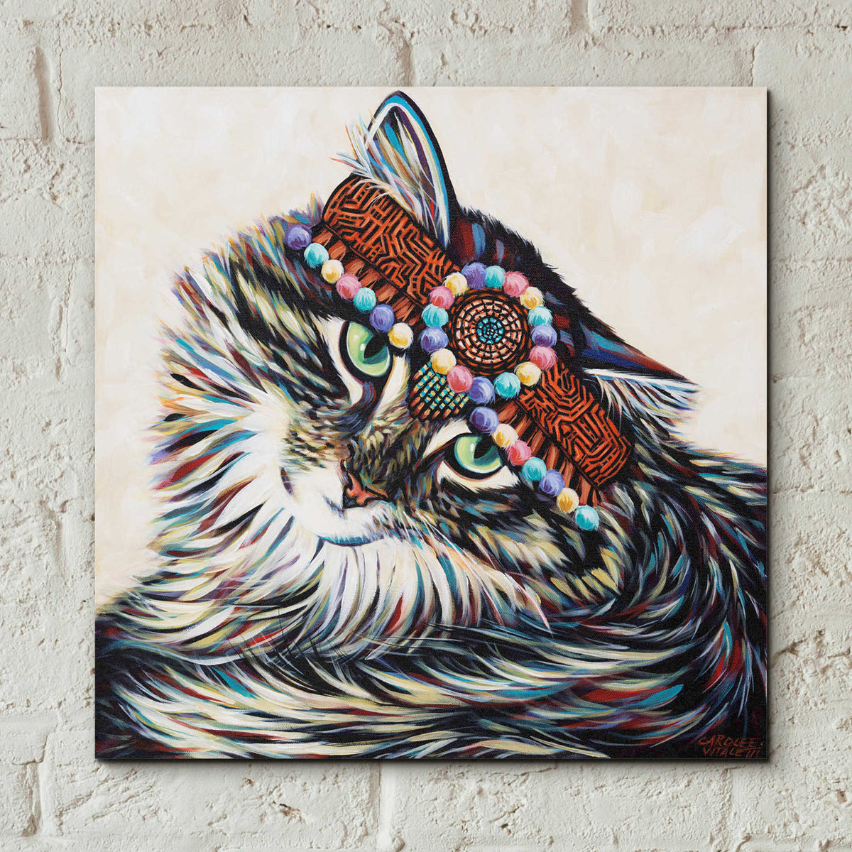Epic Art 'Hippie Cat I' by Carolee Vitaletti, Acrylic Glass Wall Art,12x12