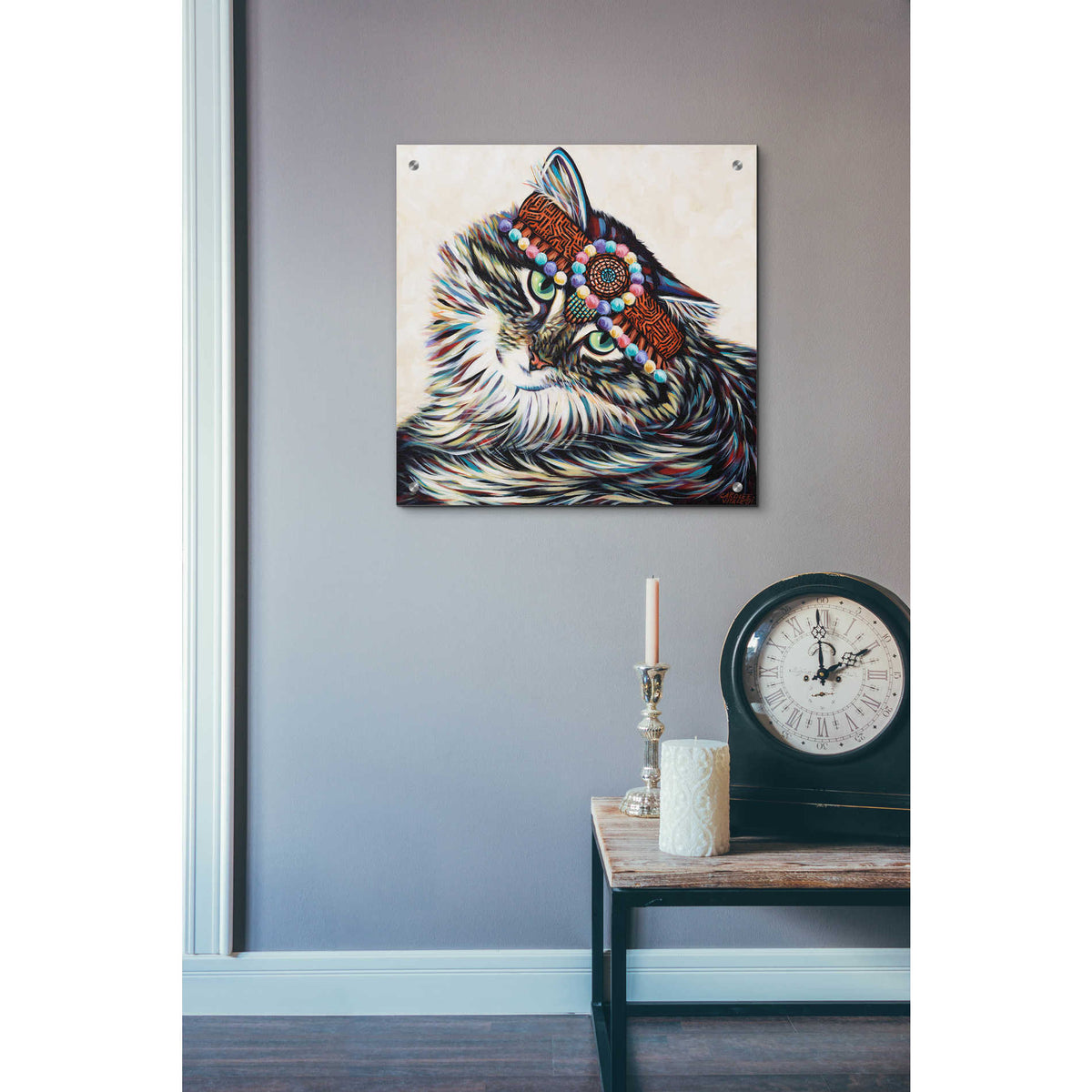 Epic Art 'Hippie Cat I' by Carolee Vitaletti, Acrylic Glass Wall Art,24x24
