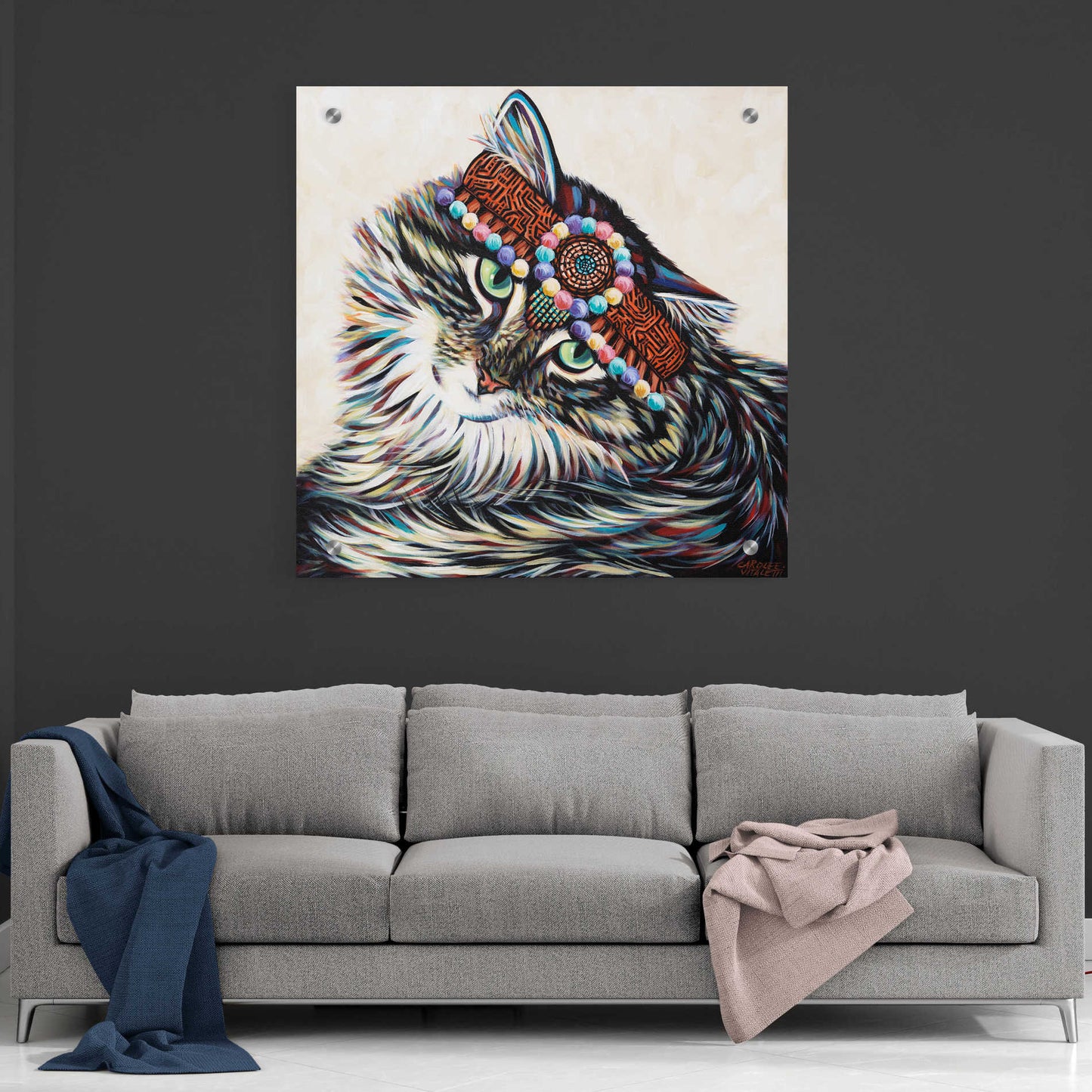Epic Art 'Hippie Cat I' by Carolee Vitaletti, Acrylic Glass Wall Art,36x36