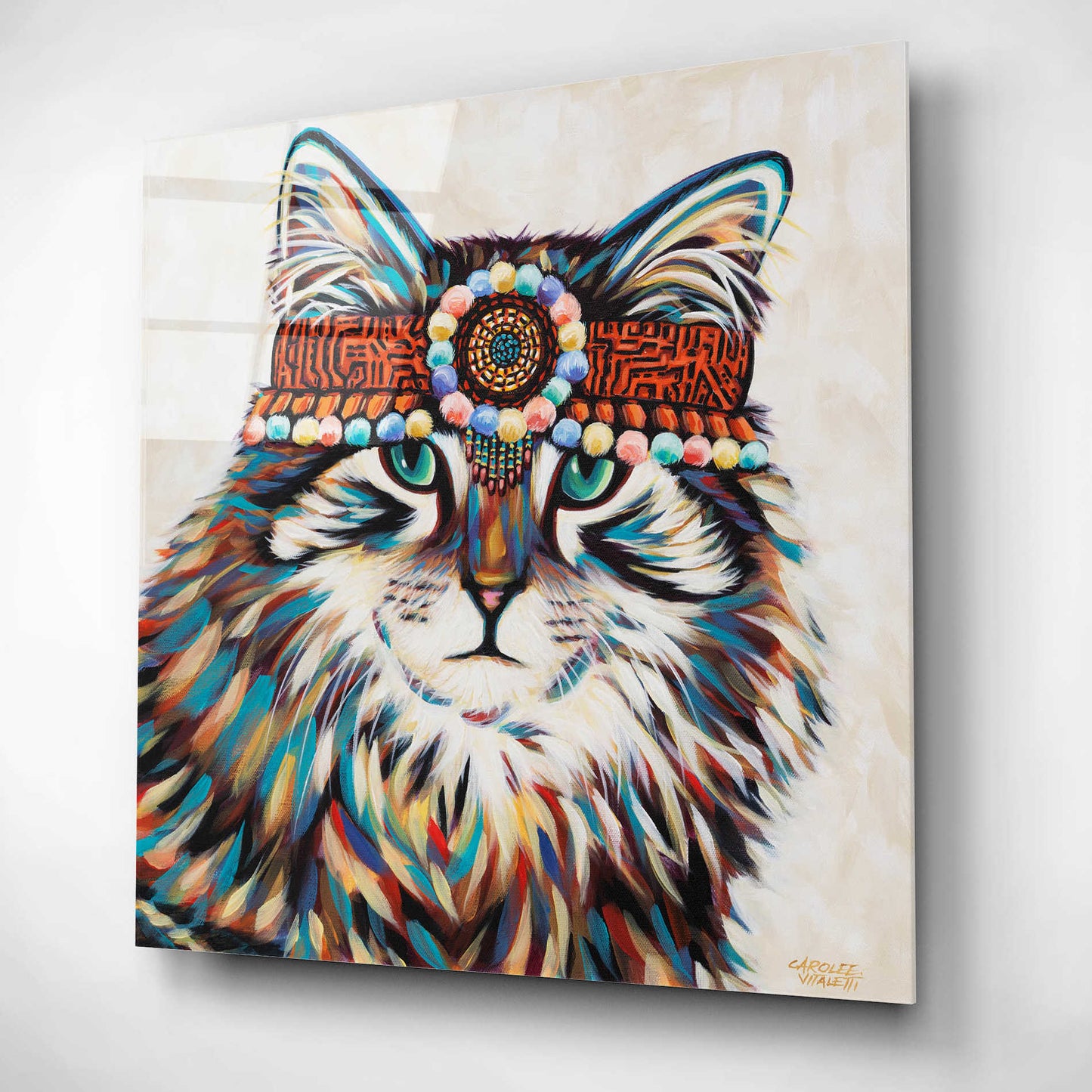 Epic Art 'Hippie Cat II' by Carolee Vitaletti, Acrylic Glass Wall Art,12x12