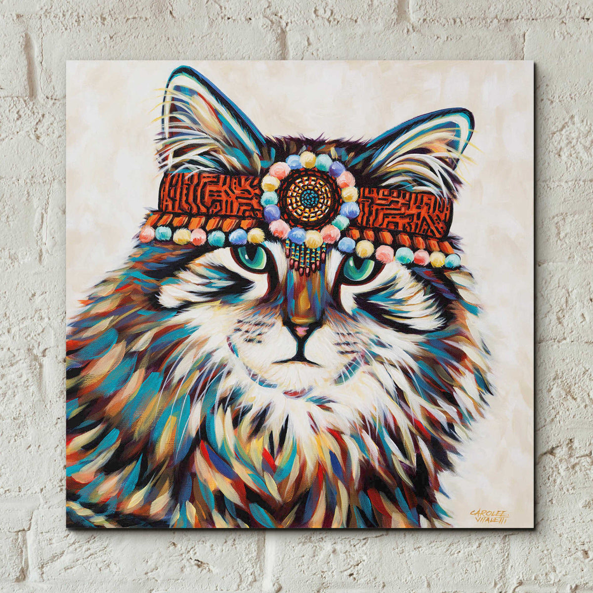 Epic Art 'Hippie Cat II' by Carolee Vitaletti, Acrylic Glass Wall Art,12x12