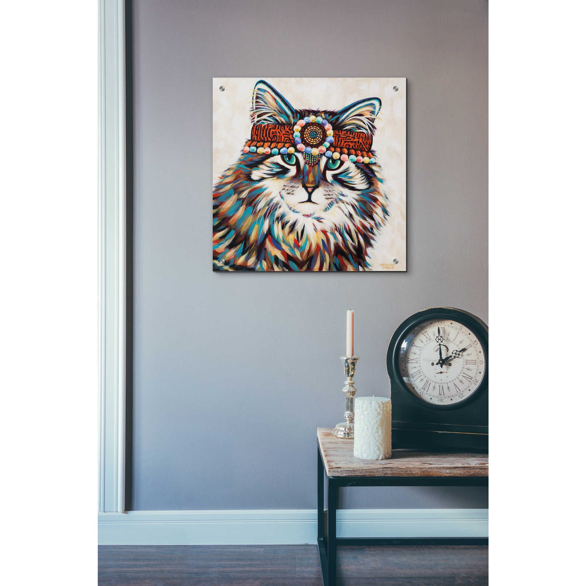 Epic Art 'Hippie Cat II' by Carolee Vitaletti, Acrylic Glass Wall Art,24x24