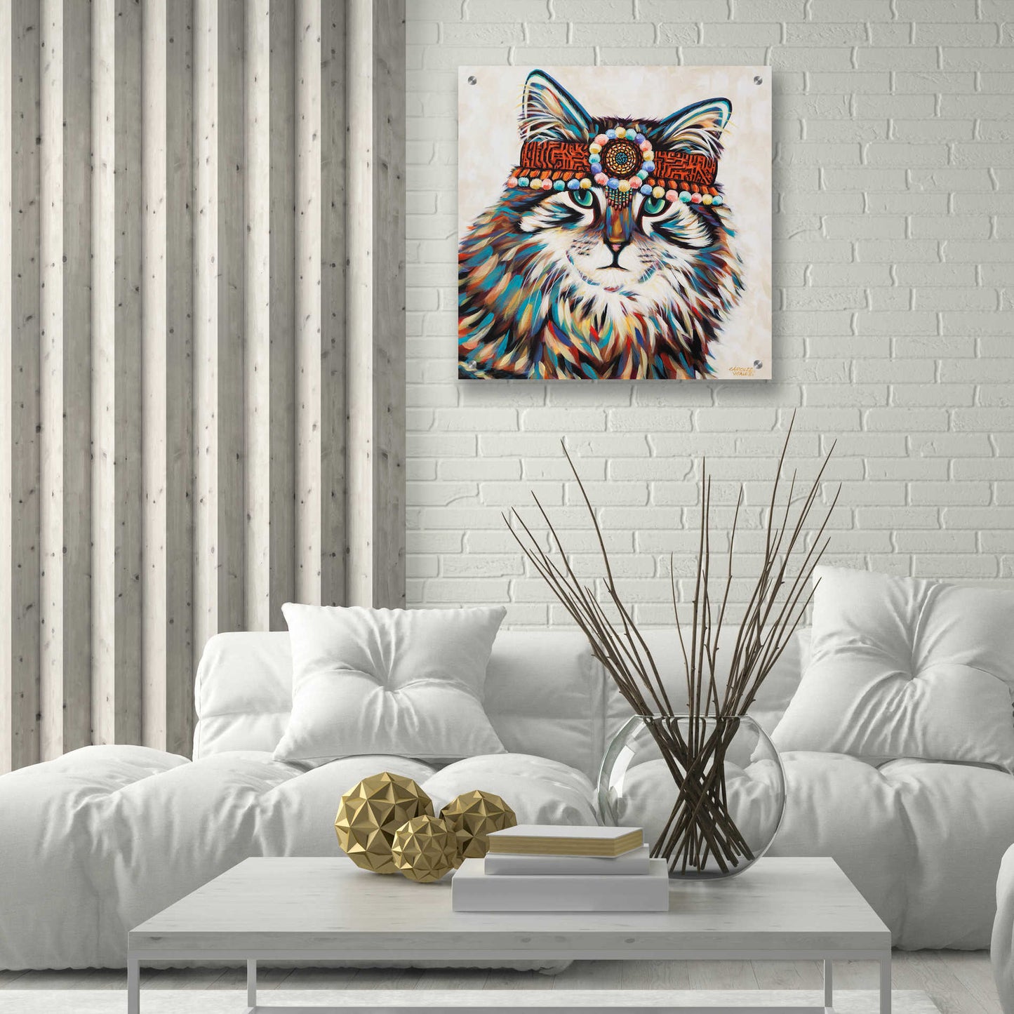 Epic Art 'Hippie Cat II' by Carolee Vitaletti, Acrylic Glass Wall Art,24x24