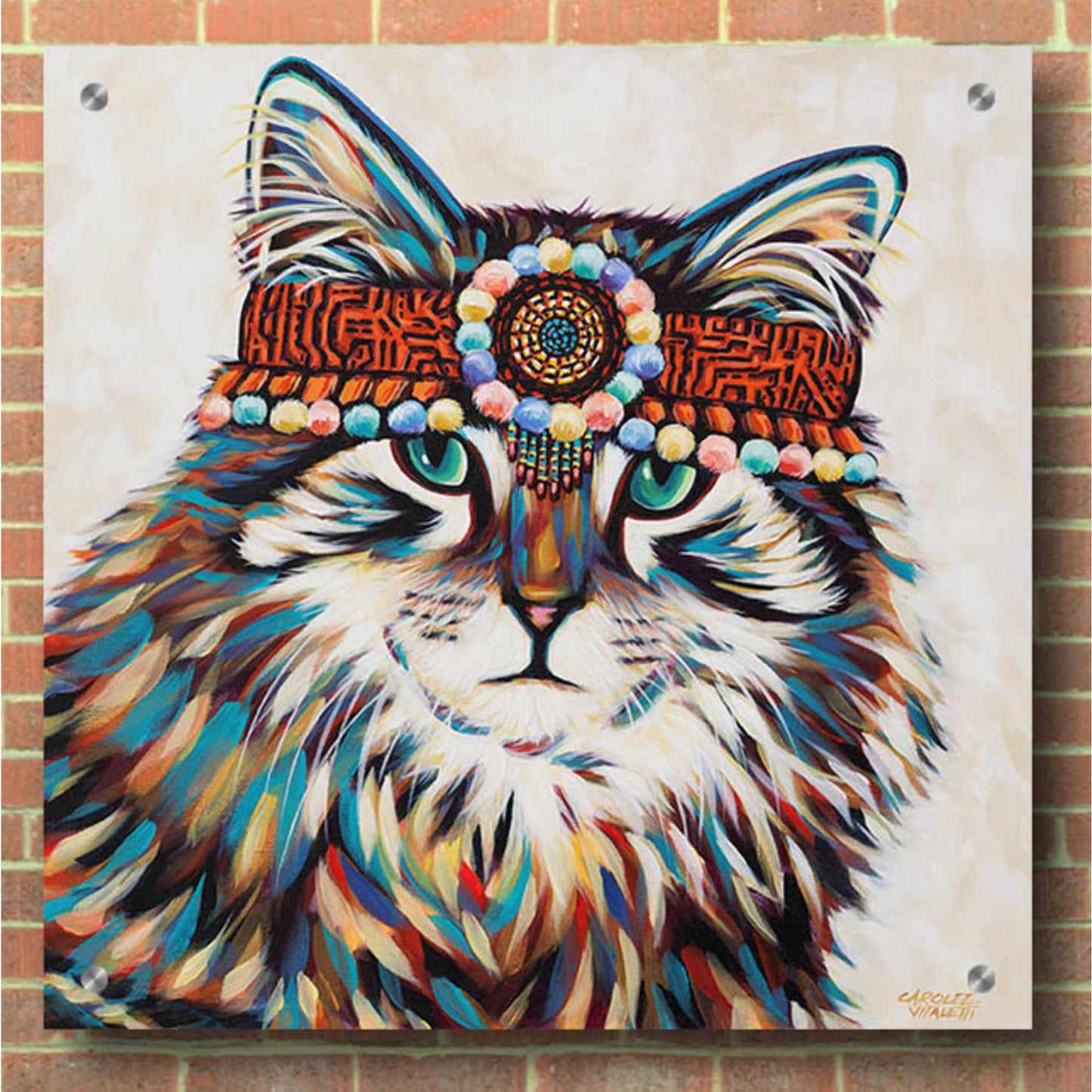 Epic Art 'Hippie Cat II' by Carolee Vitaletti, Acrylic Glass Wall Art,36x36