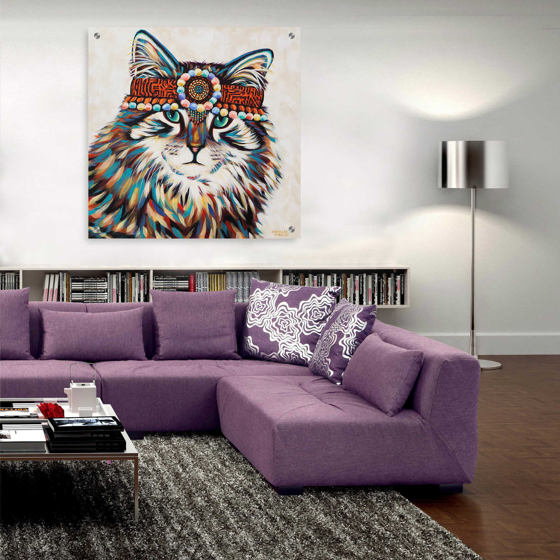 Epic Art 'Hippie Cat II' by Carolee Vitaletti, Acrylic Glass Wall Art,36x36