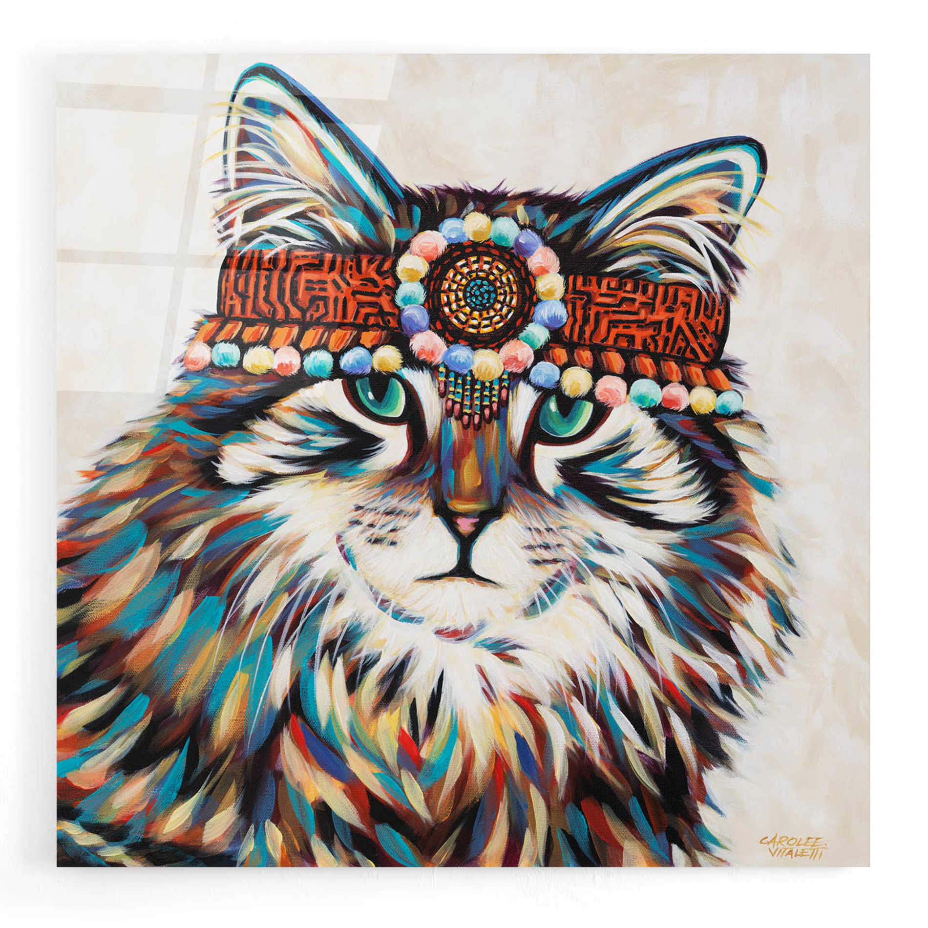 Epic Art 'Hippie Cat II' by Carolee Vitaletti, Acrylic Glass Wall Art