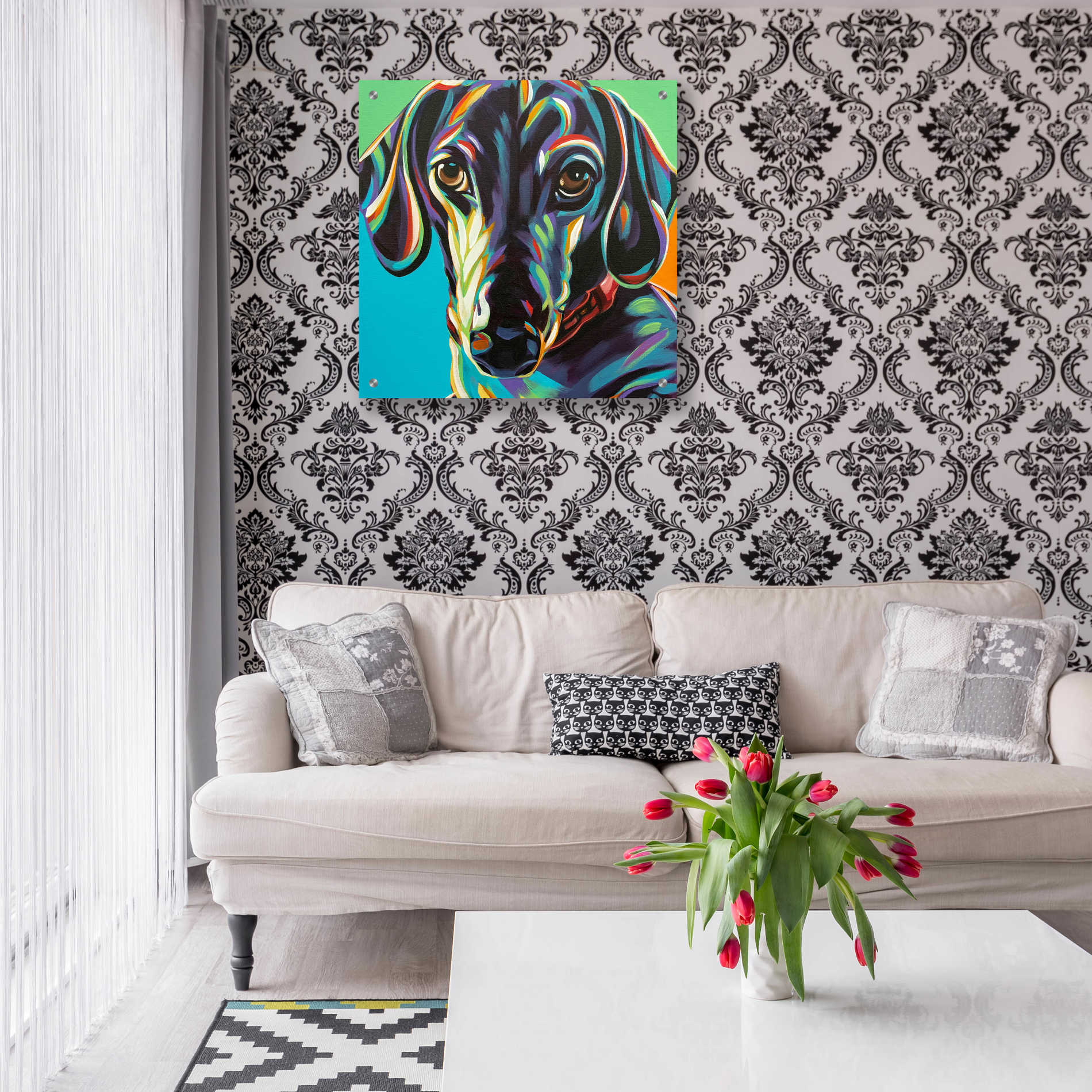 Epic Art 'Painted Dachshund I' by Carolee Vitaletti, Acrylic Glass Wall Art,24x24