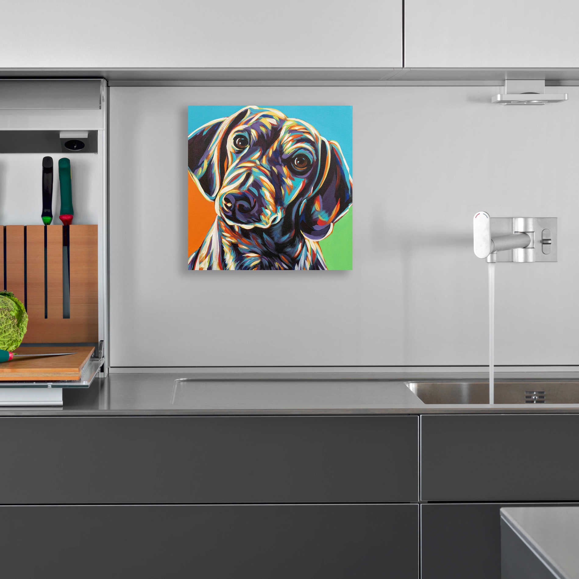 Epic Art 'Painted Dachshund II' by Carolee Vitaletti, Acrylic Glass Wall Art,12x12