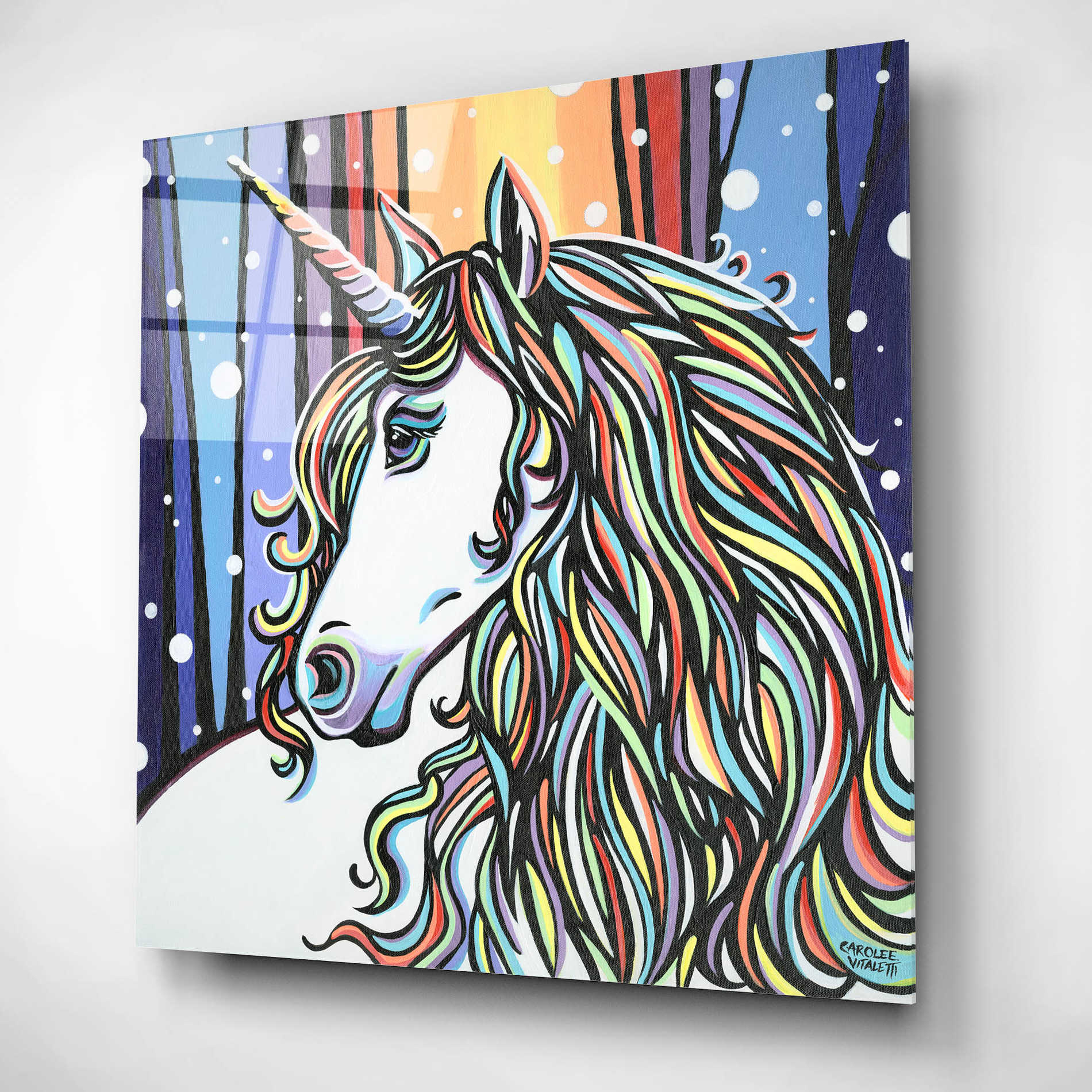 Epic Art 'Magical Unicorn II' by Carolee Vitaletti, Acrylic Glass Wall Art,12x12