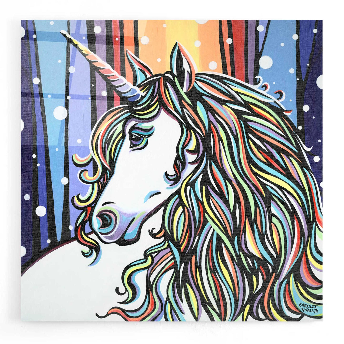 Epic Art 'Magical Unicorn II' by Carolee Vitaletti, Acrylic Glass Wall Art,12x12