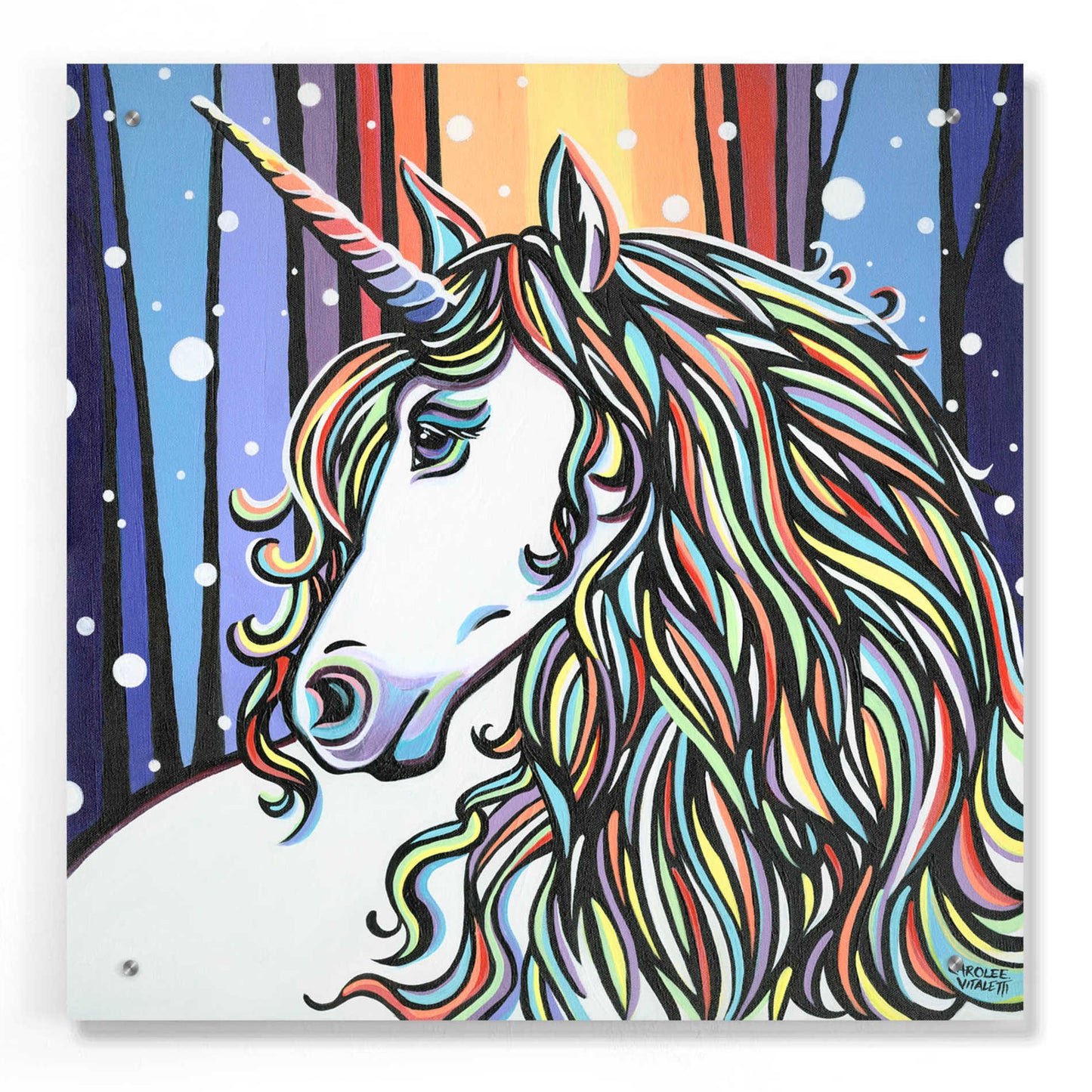 Epic Art 'Magical Unicorn II' by Carolee Vitaletti, Acrylic Glass Wall Art,24x24