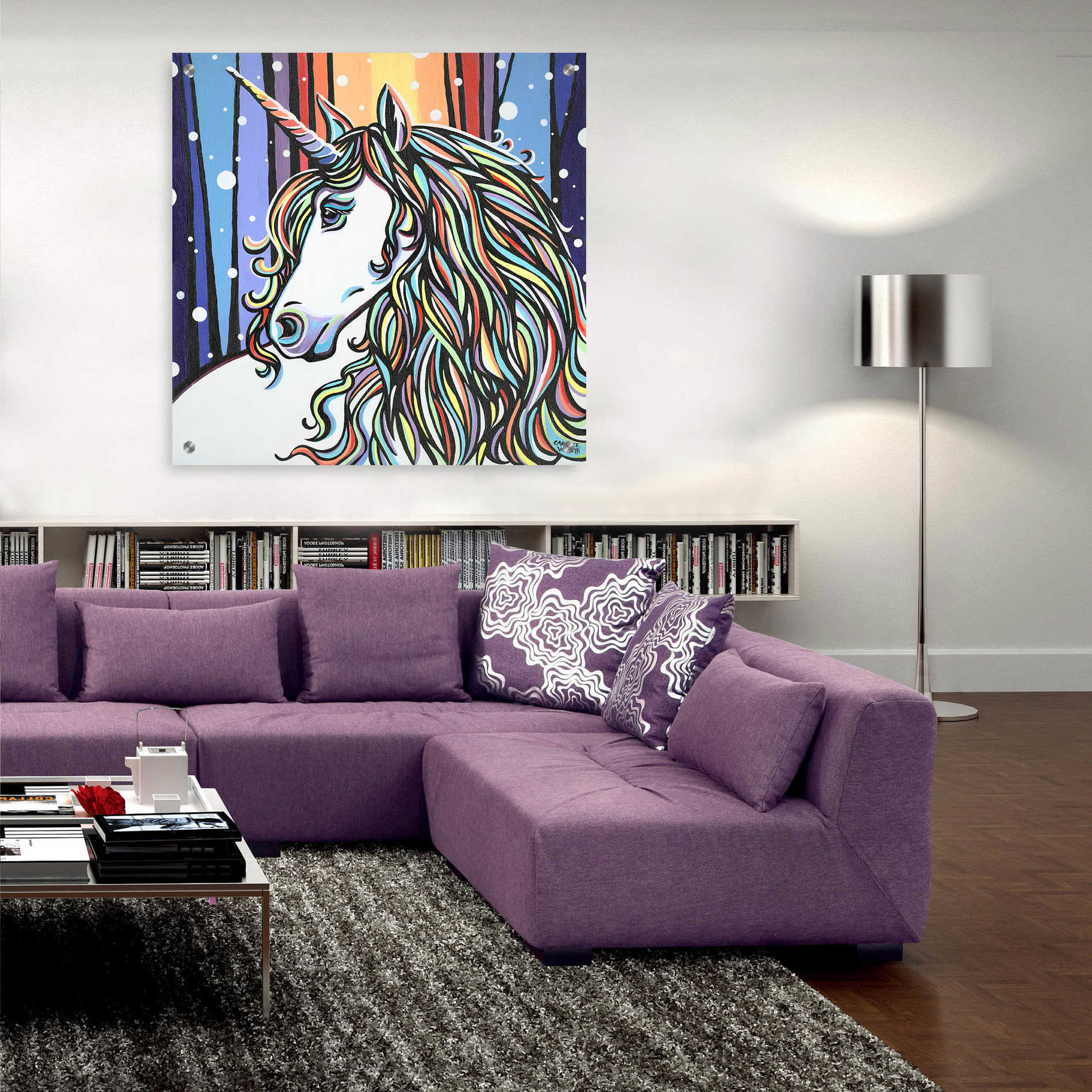 Epic Art 'Magical Unicorn II' by Carolee Vitaletti, Acrylic Glass Wall Art,36x36