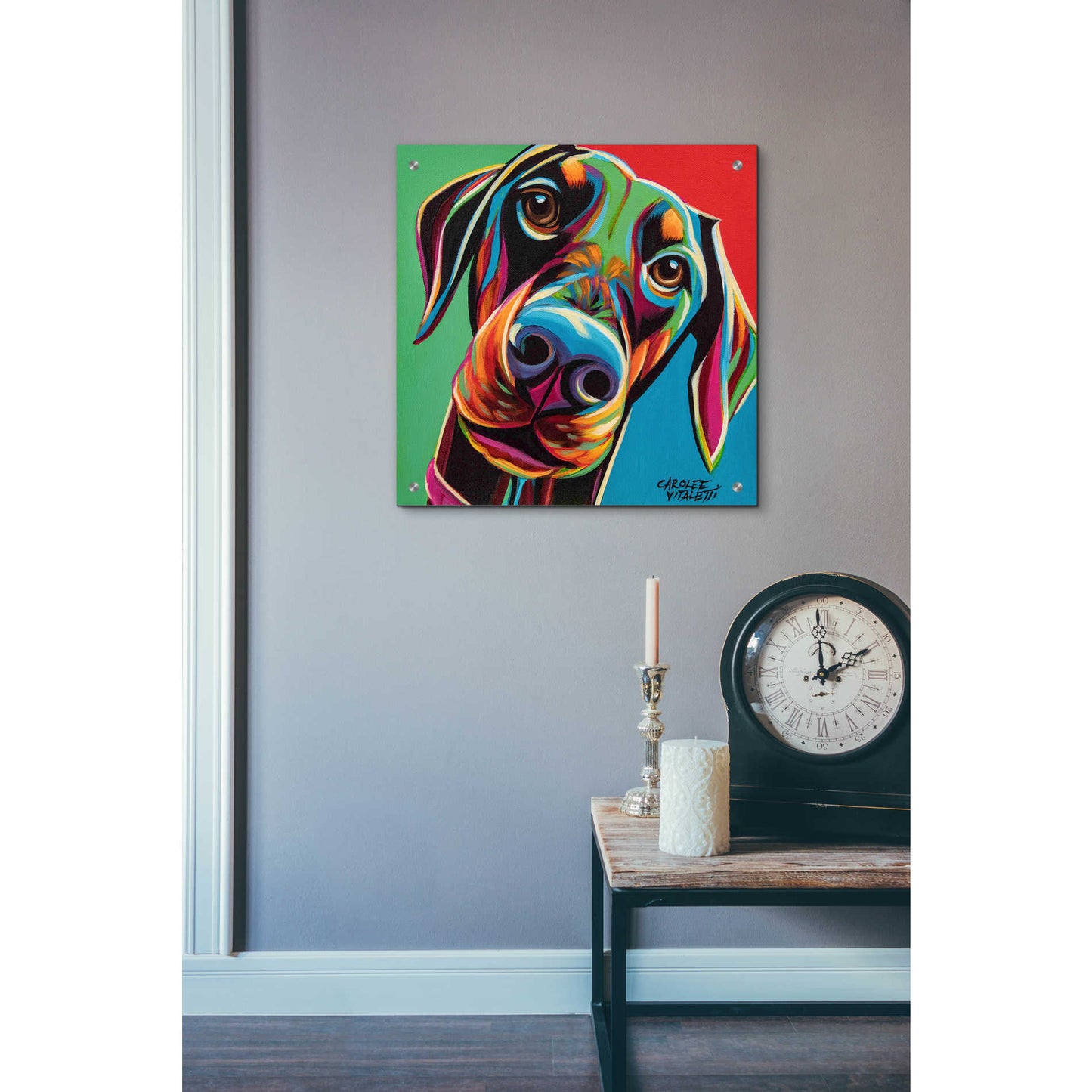 Epic Art 'Chroma Dogs I' by Carolee Vitaletti, Acrylic Glass Wall Art,24x24