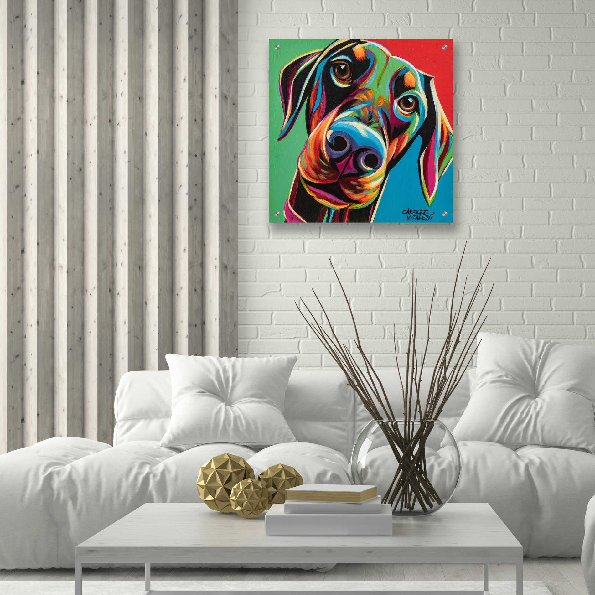 Epic Art 'Chroma Dogs I' by Carolee Vitaletti, Acrylic Glass Wall Art,24x24