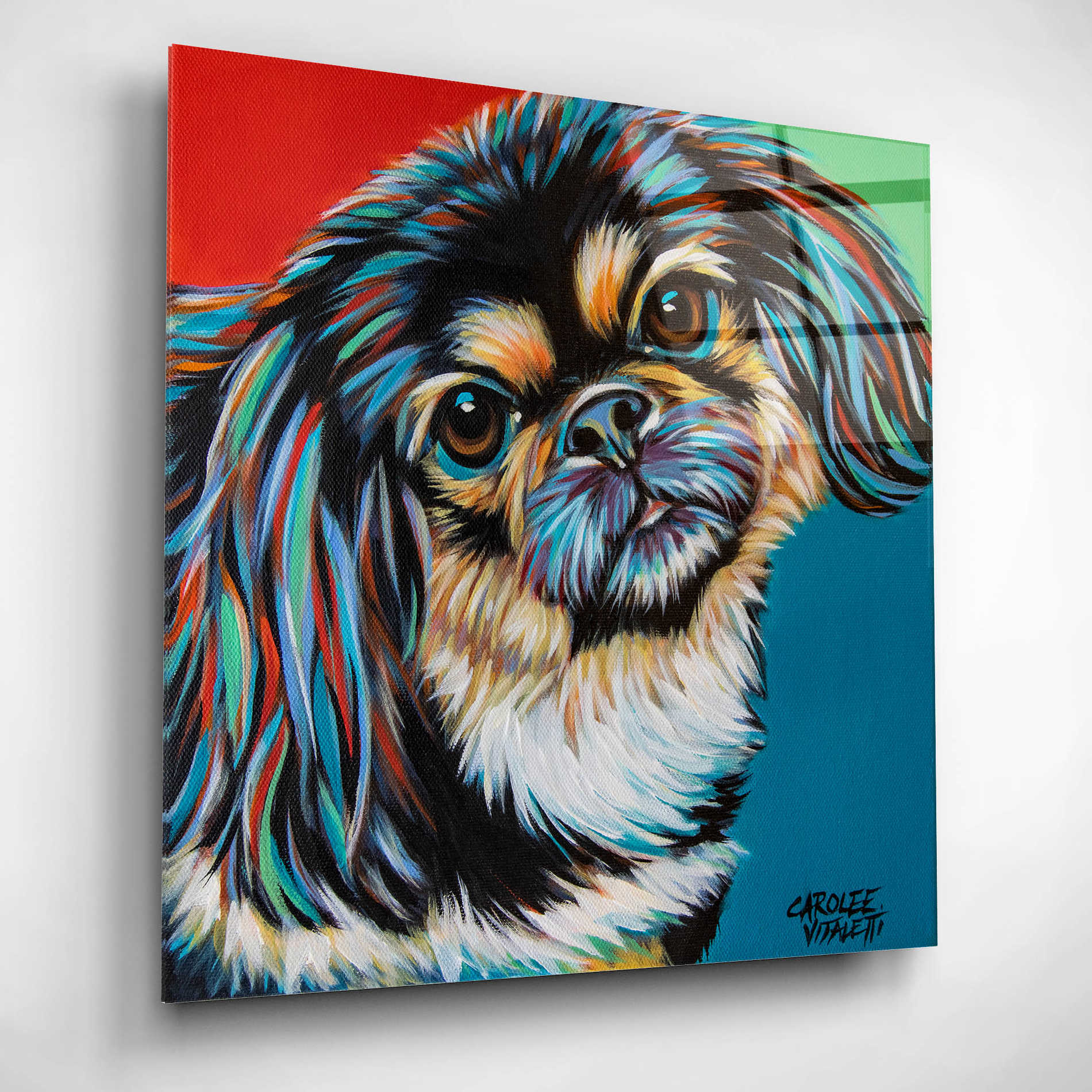Epic Art 'Chroma Dogs IV' by Carolee Vitaletti, Acrylic Glass Wall Art,12x12