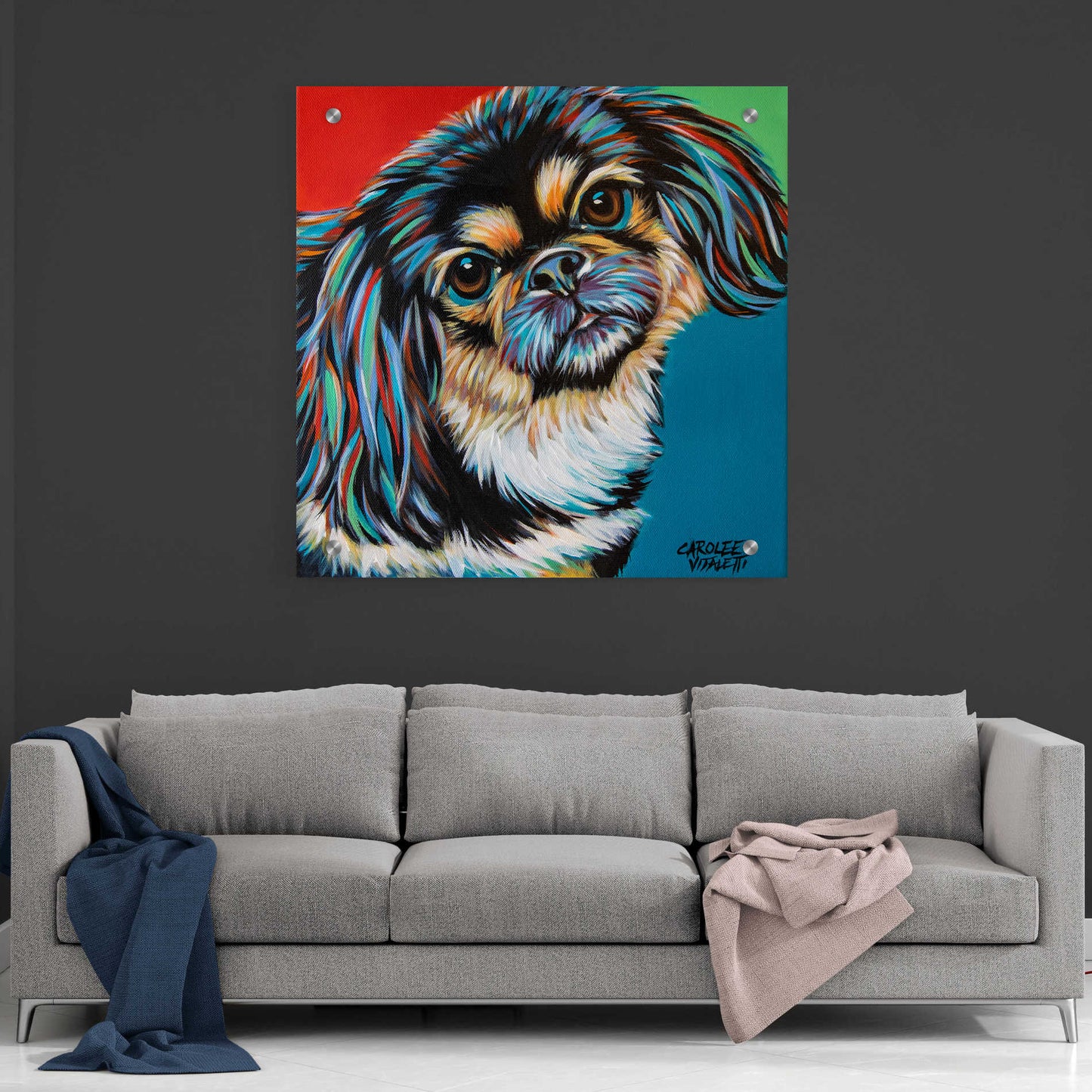 Epic Art 'Chroma Dogs IV' by Carolee Vitaletti, Acrylic Glass Wall Art,36x36