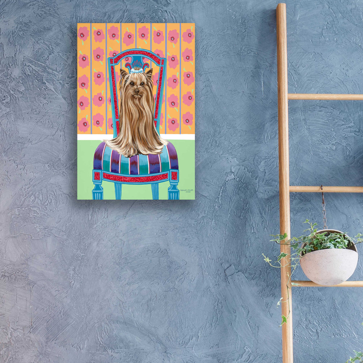 Epic Art 'Crown Princess Yorkie' by Carolee Vitaletti, Acrylic Glass Wall Art,16x24
