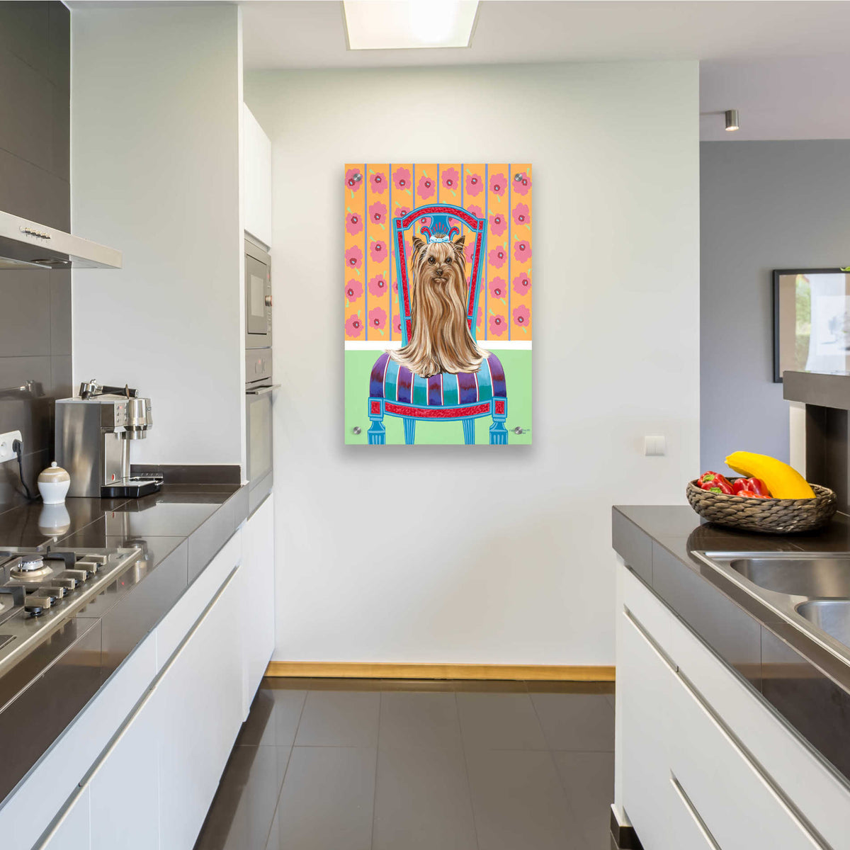 Epic Art 'Crown Princess Yorkie' by Carolee Vitaletti, Acrylic Glass Wall Art,24x36