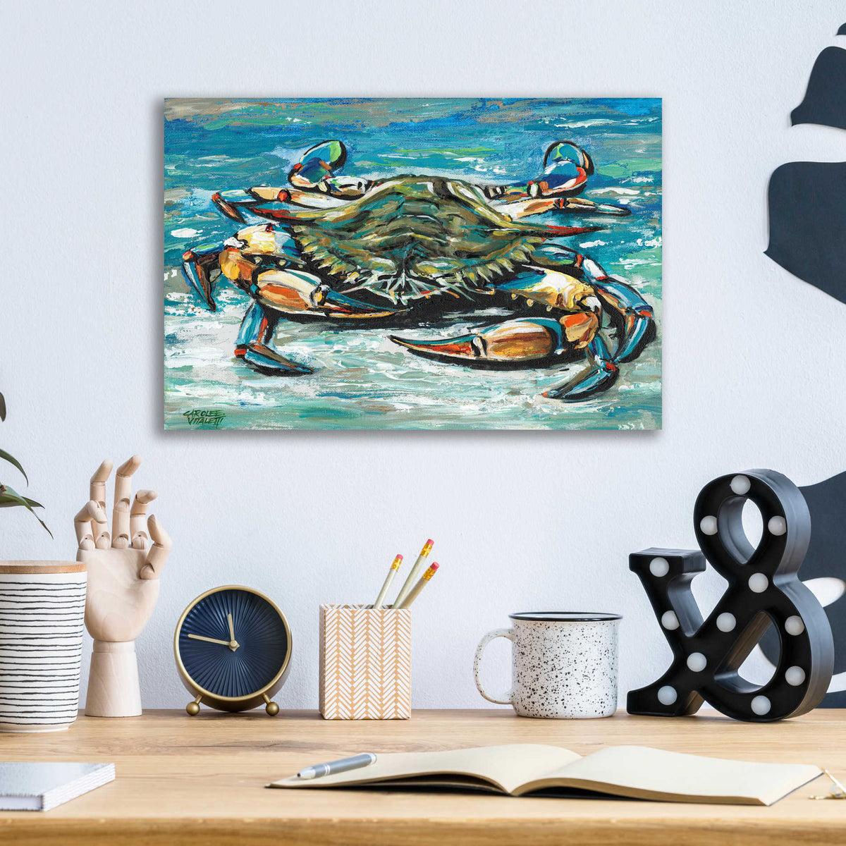 Epic Art 'Blue Palette Crab I' by Carolee Vitaletti, Acrylic Glass Wall Art,16x12