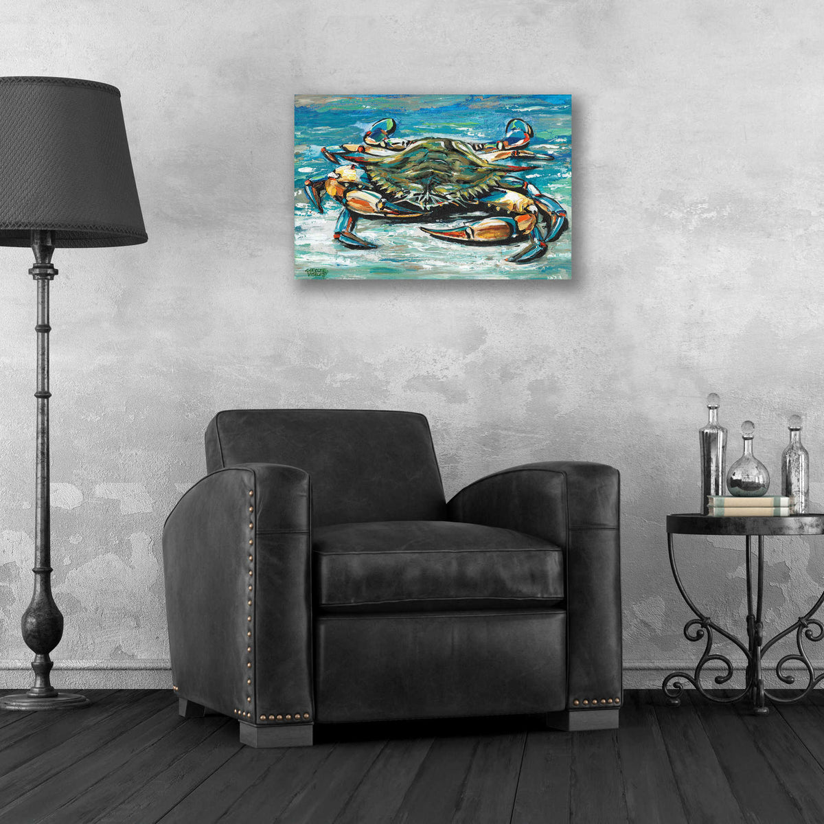 Epic Art 'Blue Palette Crab I' by Carolee Vitaletti, Acrylic Glass Wall Art,24x16