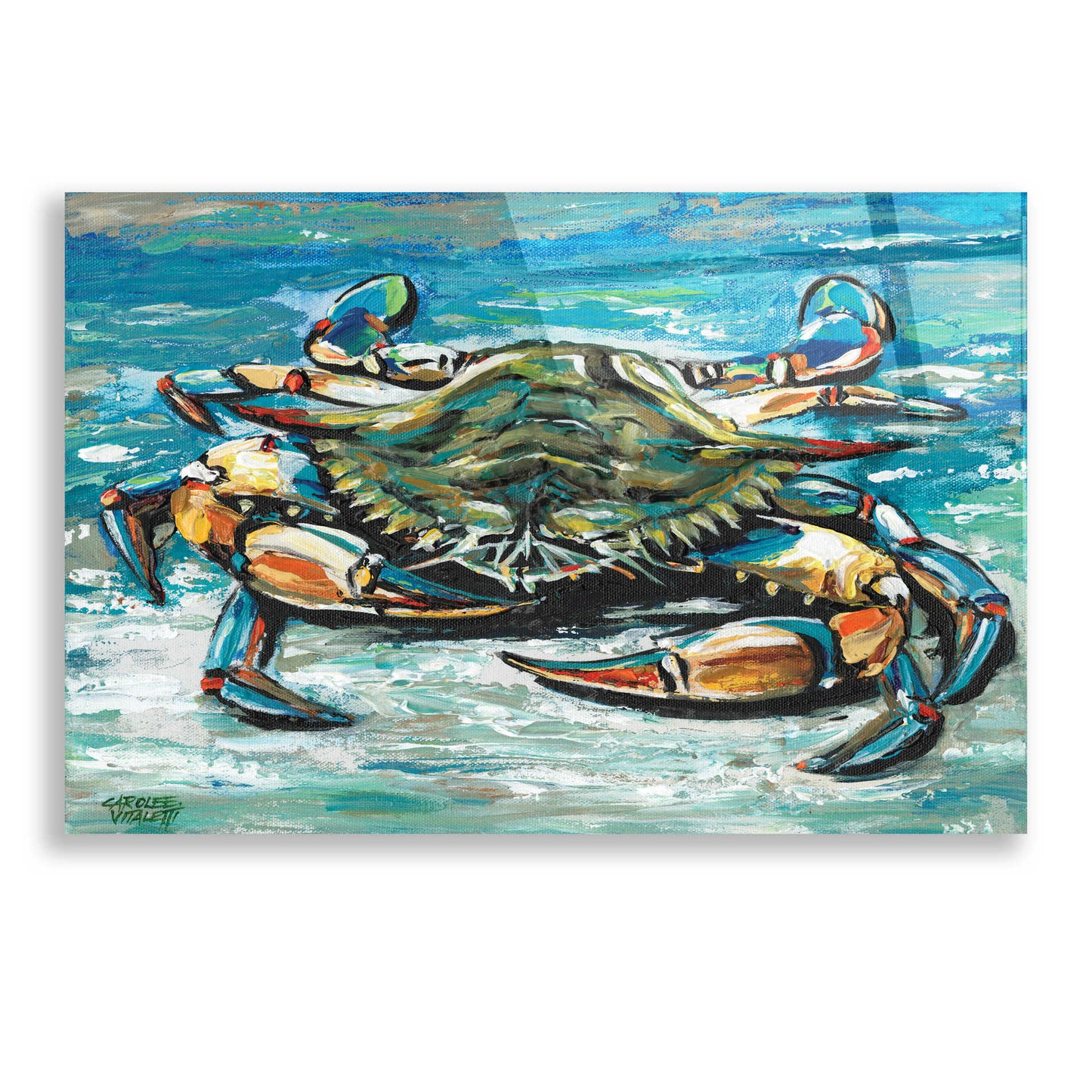 Epic Art 'Blue Palette Crab I' by Carolee Vitaletti, Acrylic Glass Wall Art,24x16