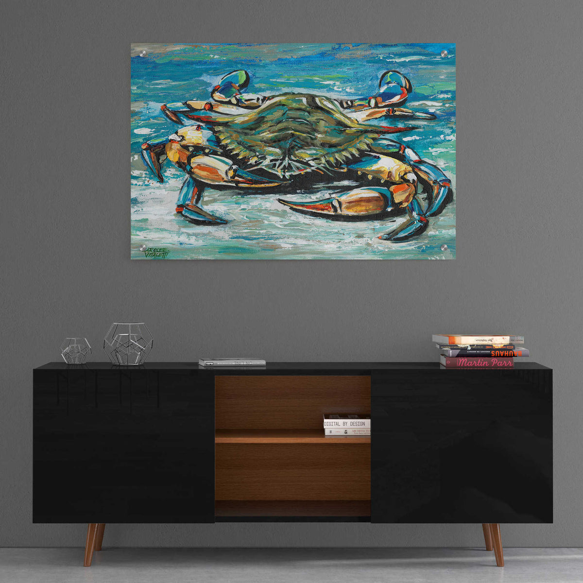 Epic Art 'Blue Palette Crab I' by Carolee Vitaletti, Acrylic Glass Wall Art,36x24