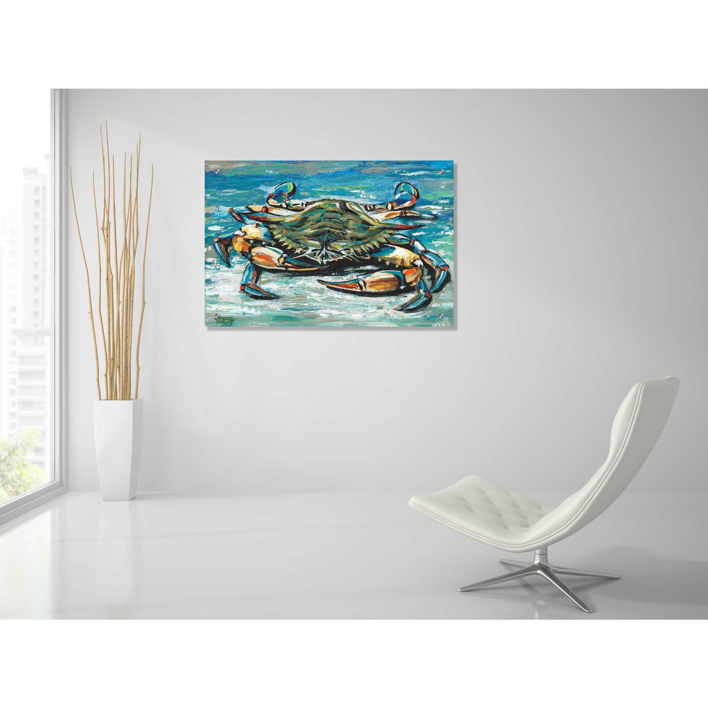Epic Art 'Blue Palette Crab I' by Carolee Vitaletti, Acrylic Glass Wall Art,36x24