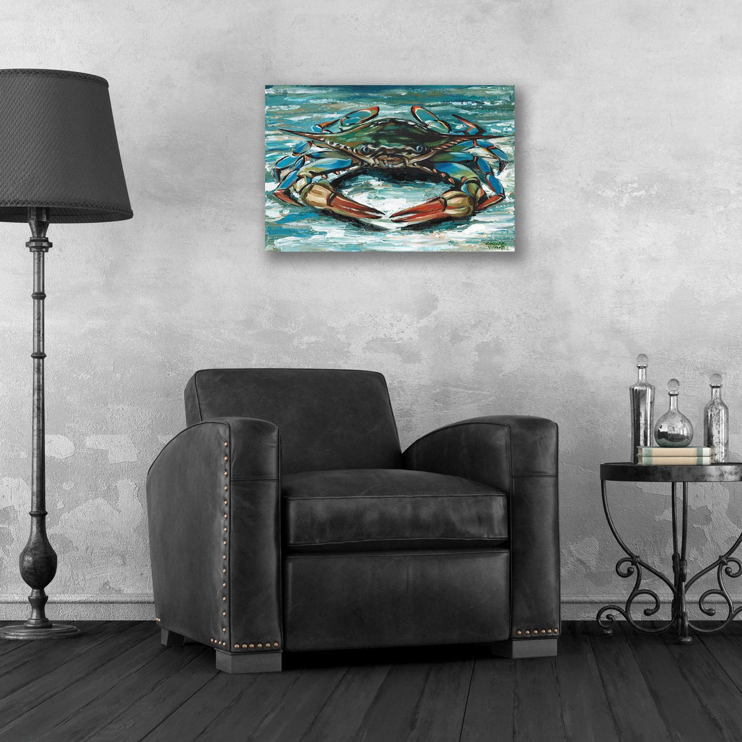 Epic Art 'Blue Palette Crab II' by Carolee Vitaletti, Acrylic Glass Wall Art,24x16