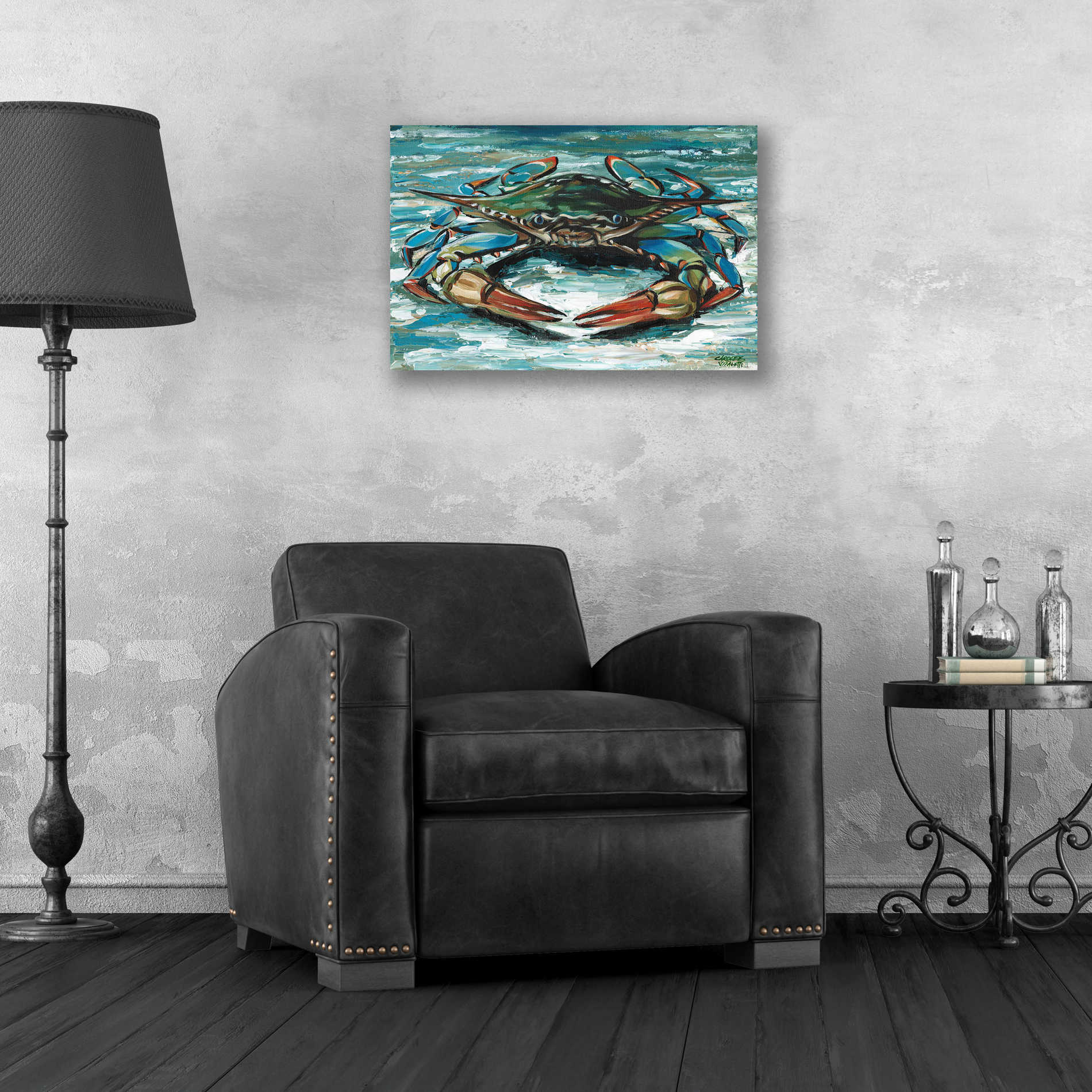 Epic Art 'Blue Palette Crab II' by Carolee Vitaletti, Acrylic Glass Wall Art,24x16