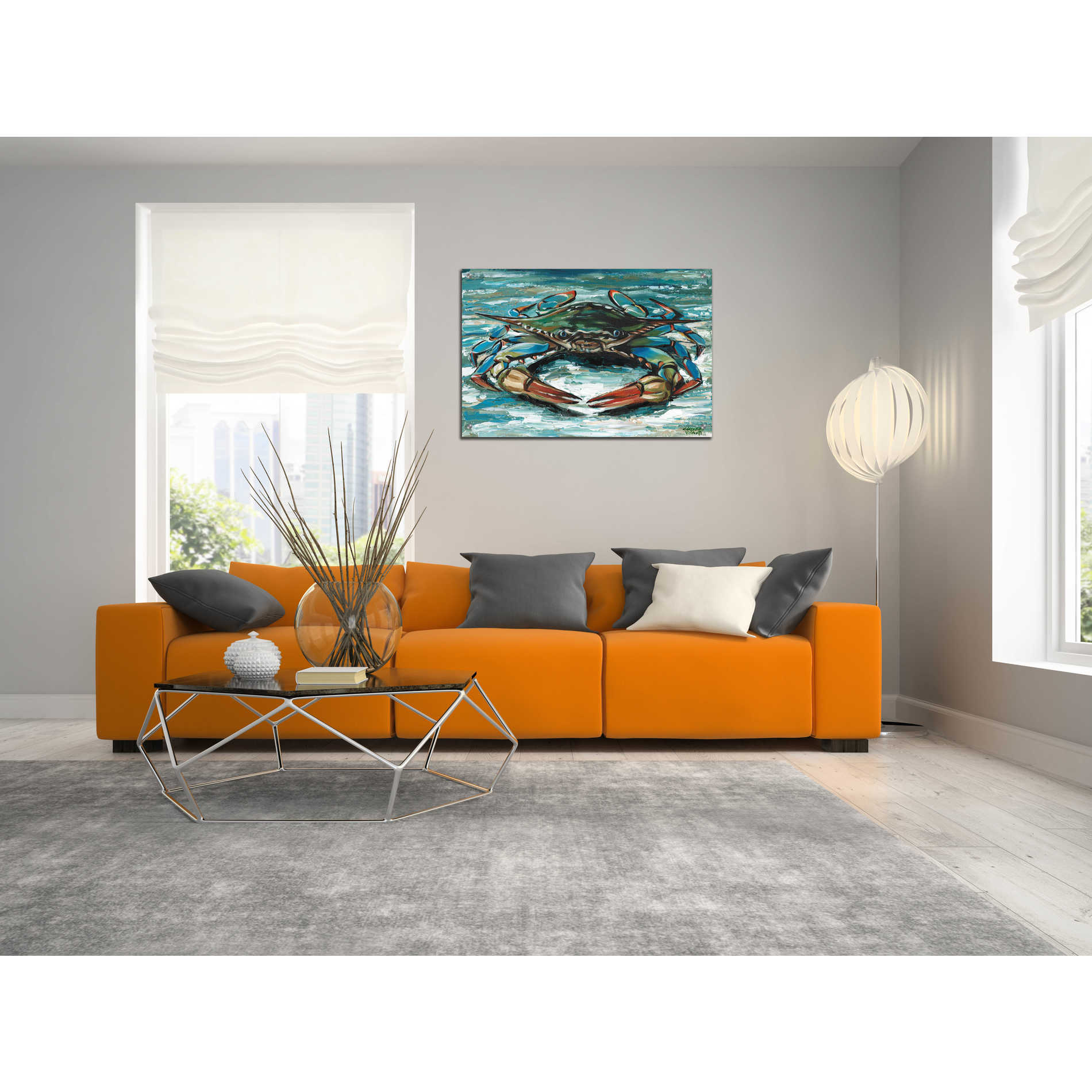 Epic Art 'Blue Palette Crab II' by Carolee Vitaletti, Acrylic Glass Wall Art,36x24