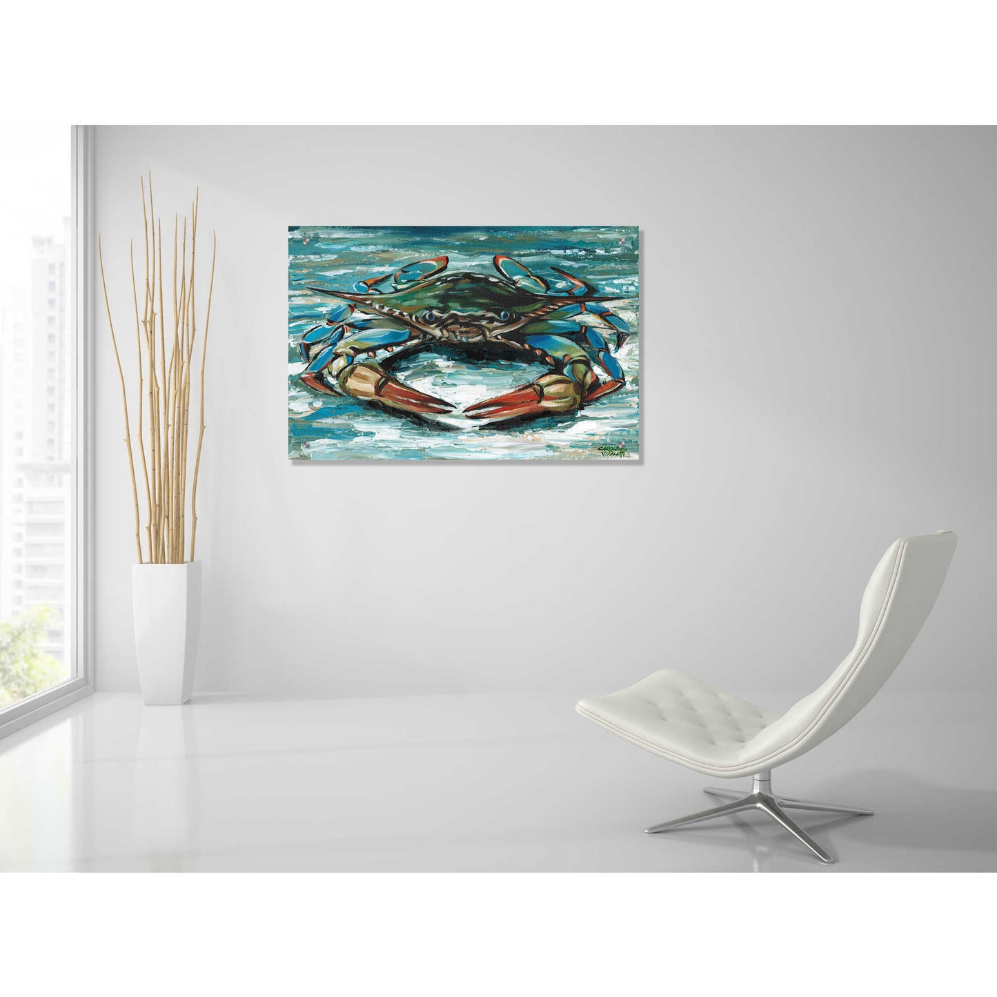 Epic Art 'Blue Palette Crab II' by Carolee Vitaletti, Acrylic Glass Wall Art,36x24