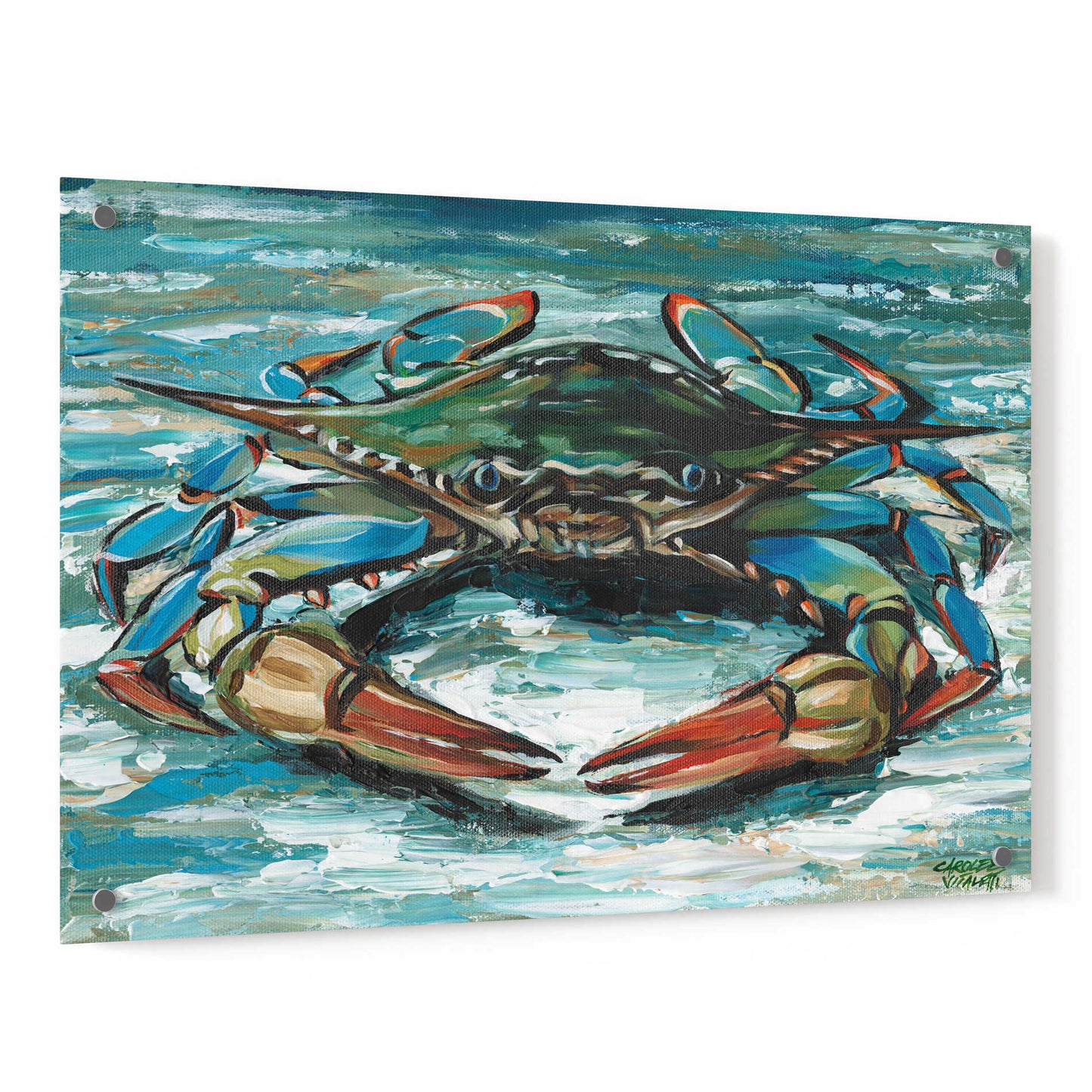 Epic Art 'Blue Palette Crab II' by Carolee Vitaletti, Acrylic Glass Wall Art,36x24