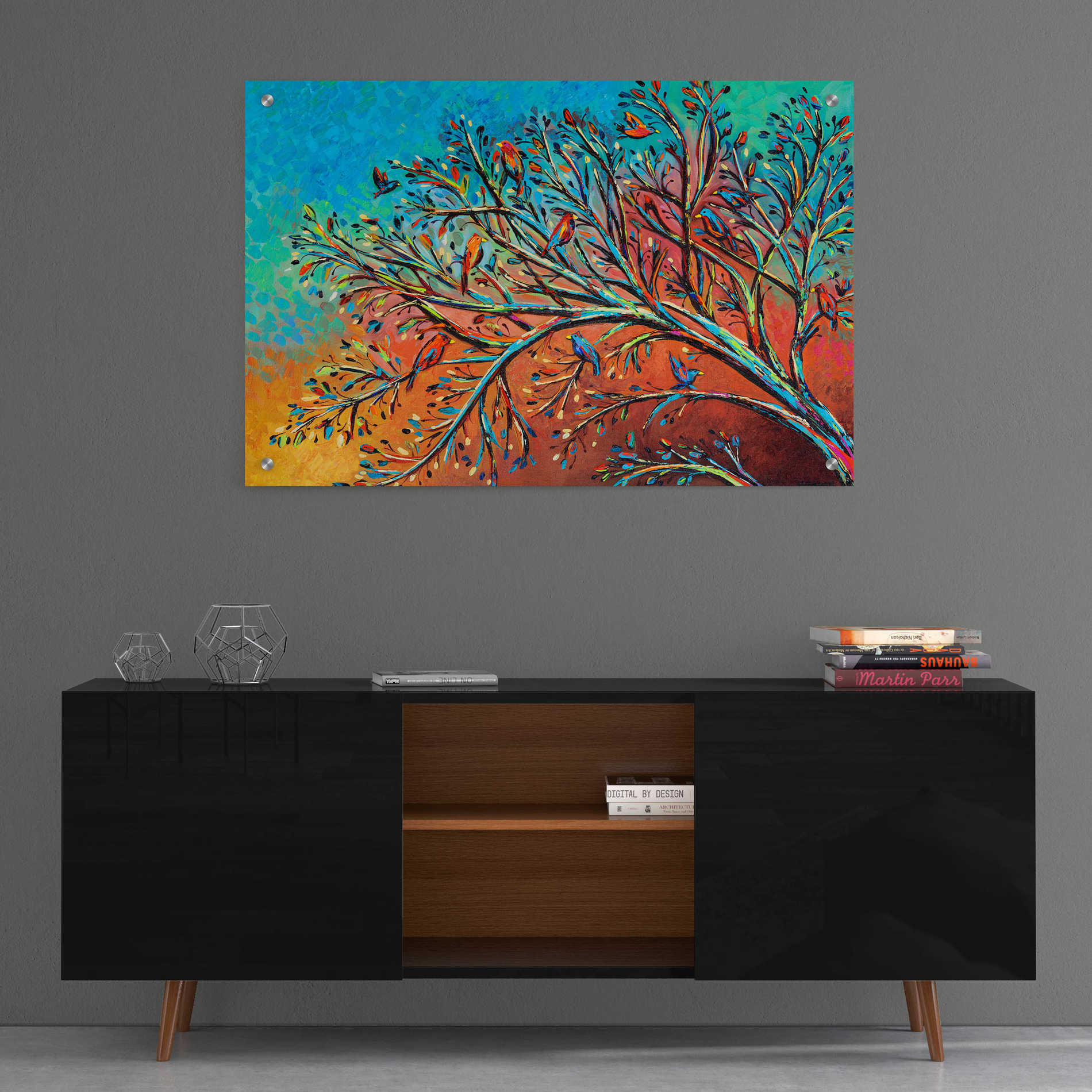 Epic Art 'Sunrise Treetops Birds I' by Carolee Vitaletti, Acrylic Glass Wall Art,36x24