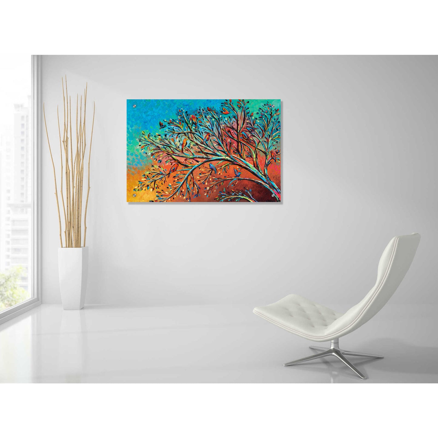 Epic Art 'Sunrise Treetops Birds I' by Carolee Vitaletti, Acrylic Glass Wall Art,36x24