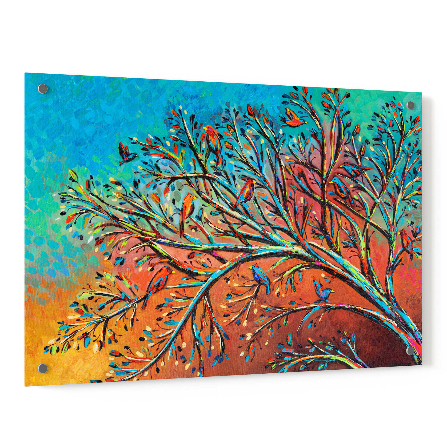 Epic Art 'Sunrise Treetops Birds I' by Carolee Vitaletti, Acrylic Glass Wall Art,36x24