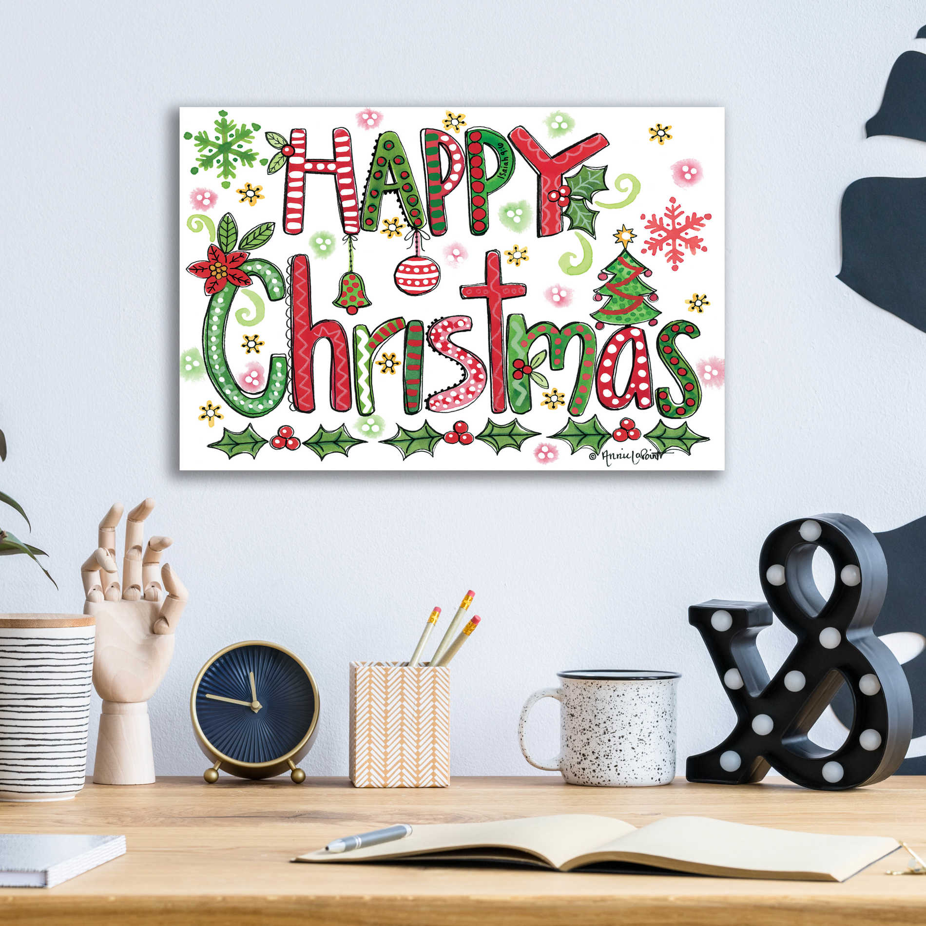 Epic Art 'Happy Christmas' by Annie LaPoint, Acrylic Glass Wall Art,16x12